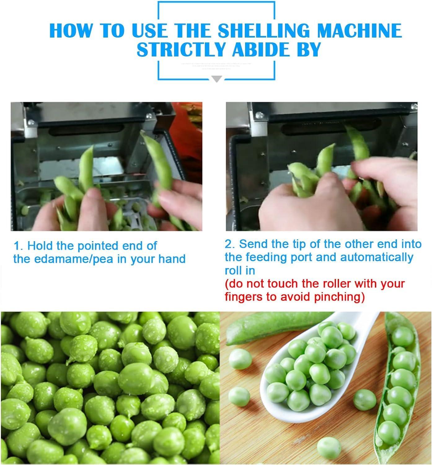 CANGMING CANGMING Electric Pea Bean Shelling Machine, Semi-automatic Beans Stripper Sheller Pea Peeler Machine, Stainless Steel Bean Sheller Machine for Peas, Soy, Beans, Edamame., Blue