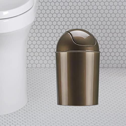 Umbra Umbra Mini Waste Can 1-1/2 Gallon with Swing Lid, Bronze, Grey/Steel