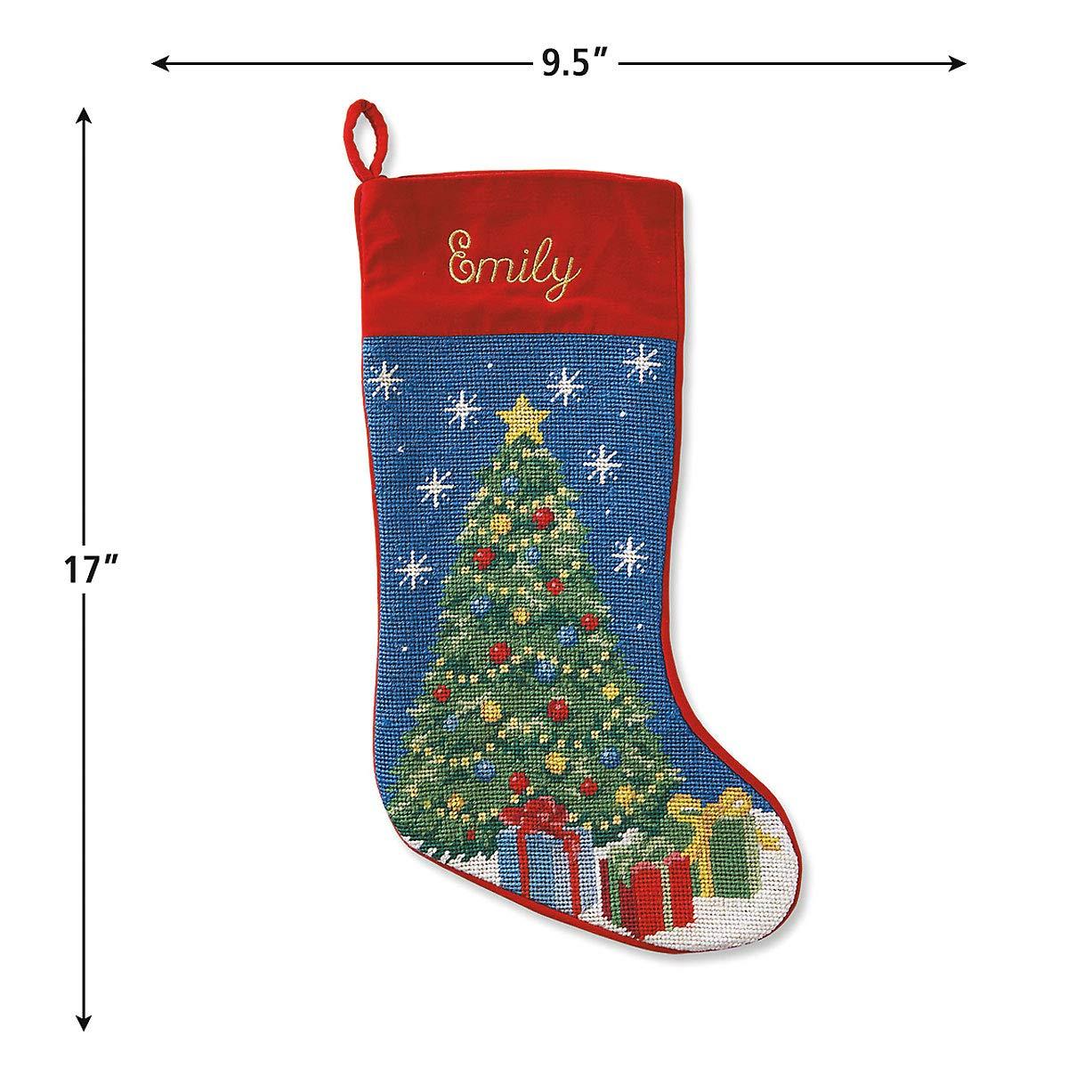 Lillian Vernon Lillian Vernon Personalized Heirloom Christmas Stocking Needlepoint Christmas Tree, 100% Wool, 9.5" W x 17" L