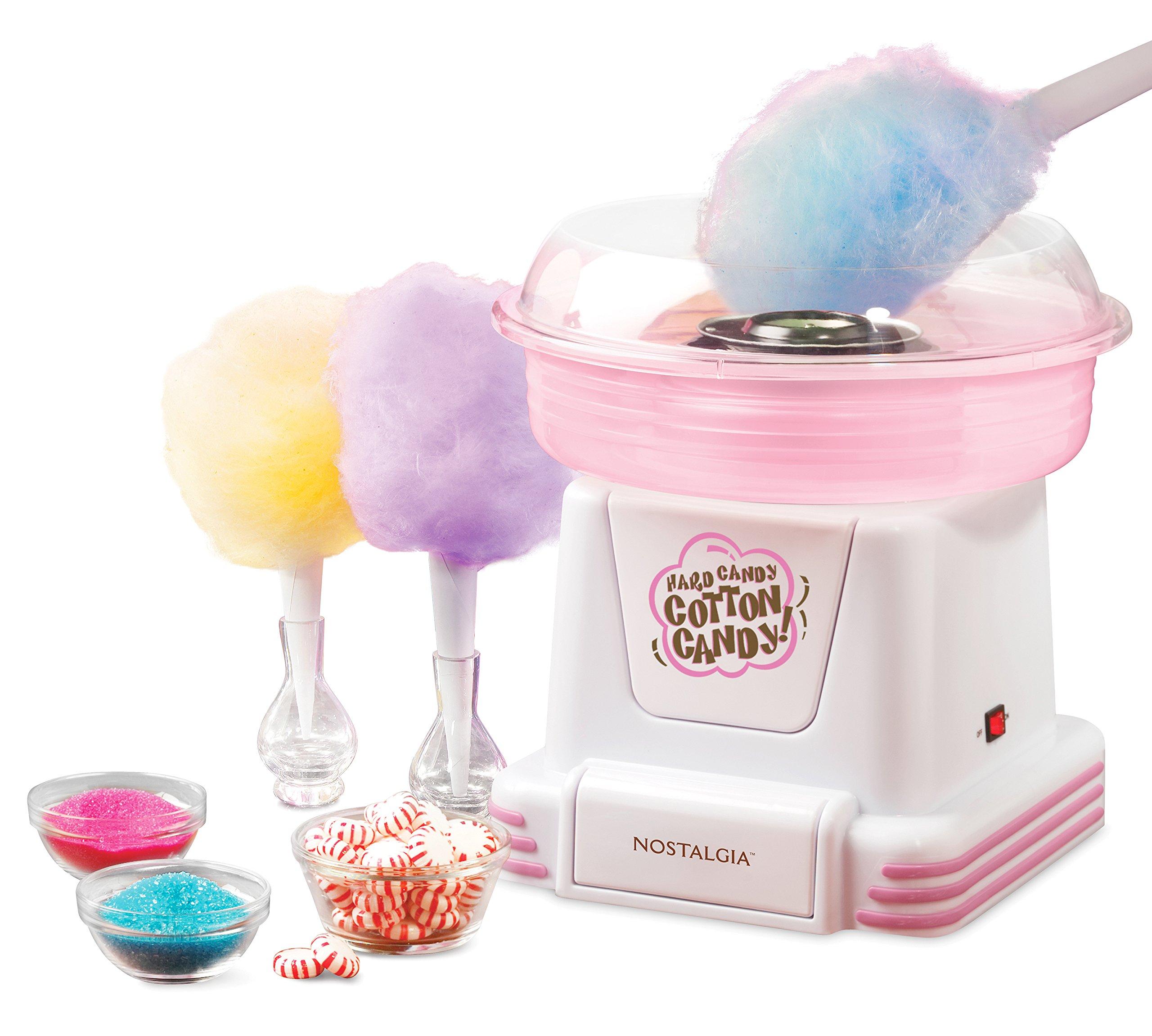 Nostalgia Nostalgia Cotton Candy Machine - Retro Cotton Candy Machine for Kids with 2 Reusable Cones, 1 Sugar Scoop, and 1 Extractor Head White