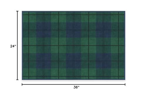 RUGGABLE Ruggable Washable 2x3 Area Rug, Buffalo Plaid, Premium Winter Rugs for Living Room, Bedroom, Kitchen, Office, Classroom with Gripper Non Slip Pad, Buffalo Plaid Blackwatch