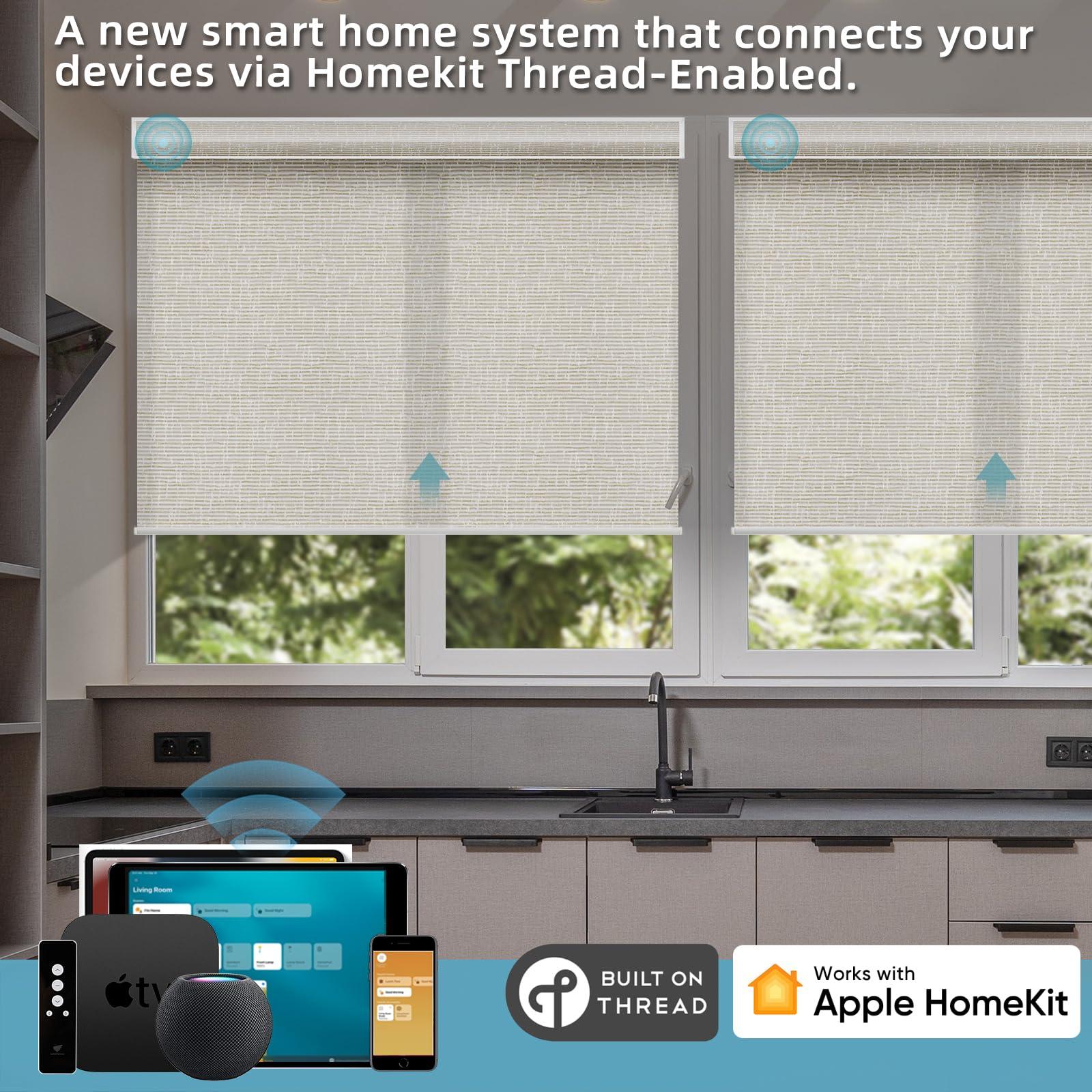 SmartWings SmartWings Motorized Blinds with Remote, Compatible with Homekit Thread-Enabled Shade, Light Filtering Cordless Smart Shade, Electric Automatic Sunscreen Blinds, Customized, Safari Cream