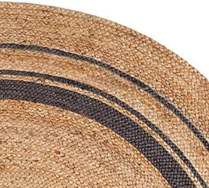 HomeLoft Basics Rajputana Rugs 6x6 Ft Natural Round Jute Area Rug, Floor Round Rug Braided Boho Eco Large Circular Handmade Area Rugs (Design 4)
