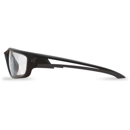 EDGE Edge SK-XL111VS Kazbek XL Wrap-Around Safety Glasses, Anti-Scratch, Non-Slip, UV 400, Military Grade, ANSI/ISEA & MCEPS Compliant, XL Wide Fit, Black Frame/Clear Lens