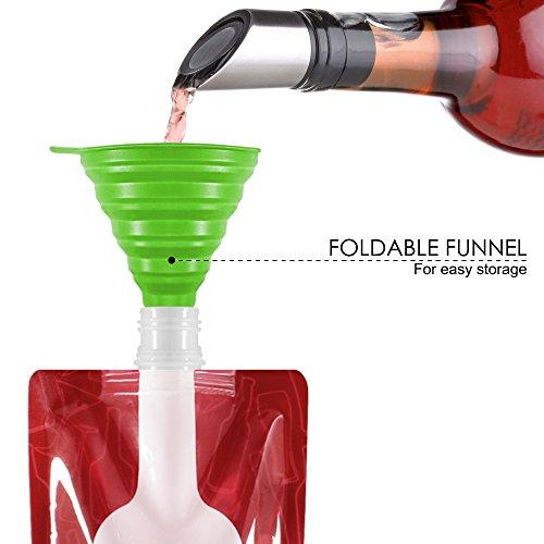 SENHAI Foldable Wine Bag, 750 ml, Portable Reusable Plastic Wine Bottle Pouch, SENHAI 4 Pack Collapsible Liquid Leak Proof Flask Holder for Wine Liquor Beverages, Travel, Gift - Red
