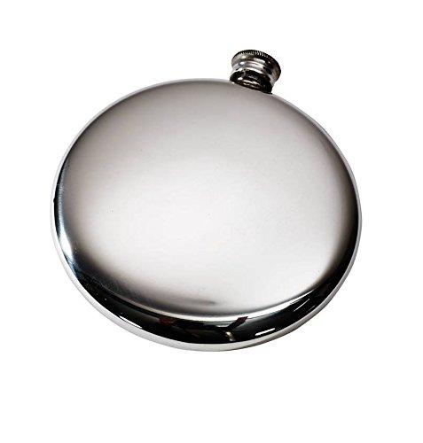 Wentworth Pewter Wentworth Pewter -Thistle Stamp Polished Round Pewter Sporran Flask, Spirit Flask, 4oz Capacity