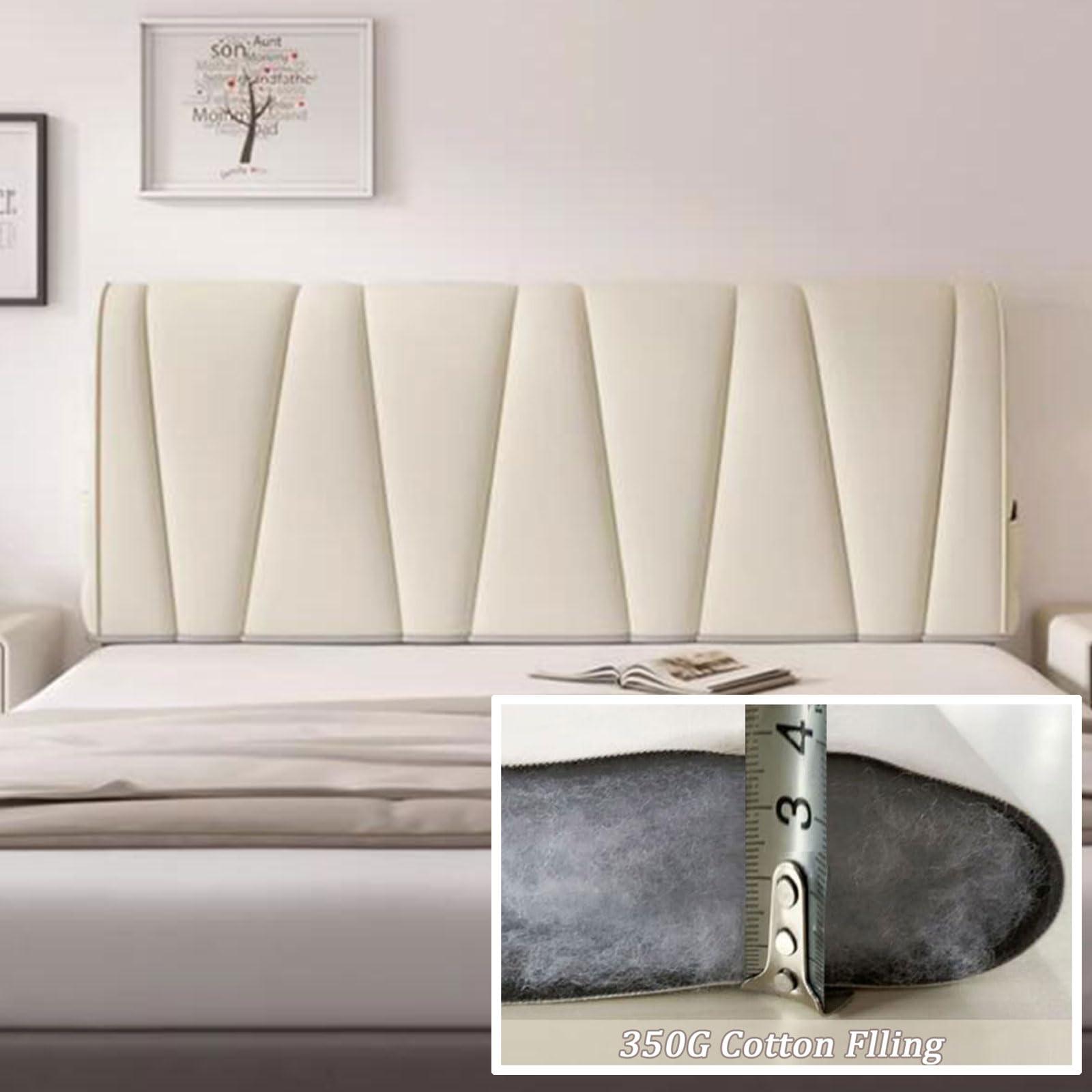 Generic Bed Headboard Slipcover Stretch Bed Headboard Cover Upholstered Bed Headboard Cover, Double King Size Leather/Wooden Bed Backrest Bed Head Covers Cloth Dustproof Head Board Protector Bedroom Decor