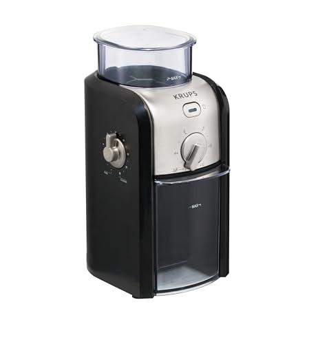 KRUPS KRUPS Grind Size and Cup Selection and Stainless Steel Flat Burr Coffee Grinder, 8-Ounce, Black and Metal