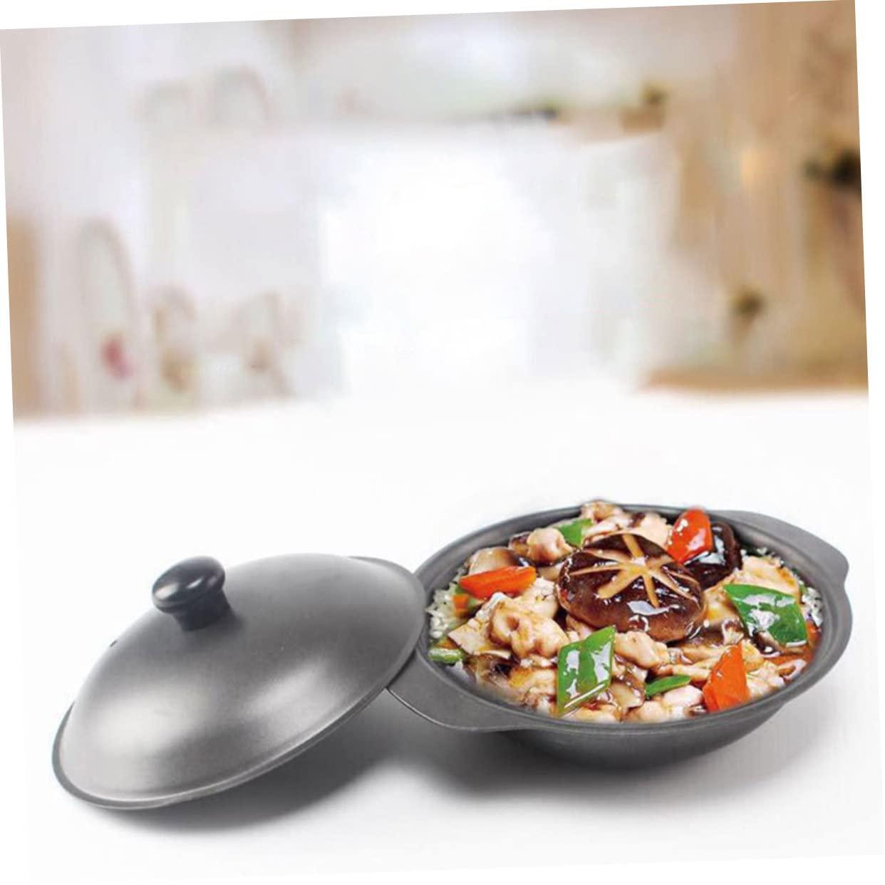 MAGICLULU MAGICLULU Casserole Fry Pan with Lid Nonstick Saucepans Clay Pots for Cooking Oven Pan Ovens Frying Baking Dish Cookware Cooker Small Oven Pot with Lid Cuisine Stew Skillet Wok Iron Black