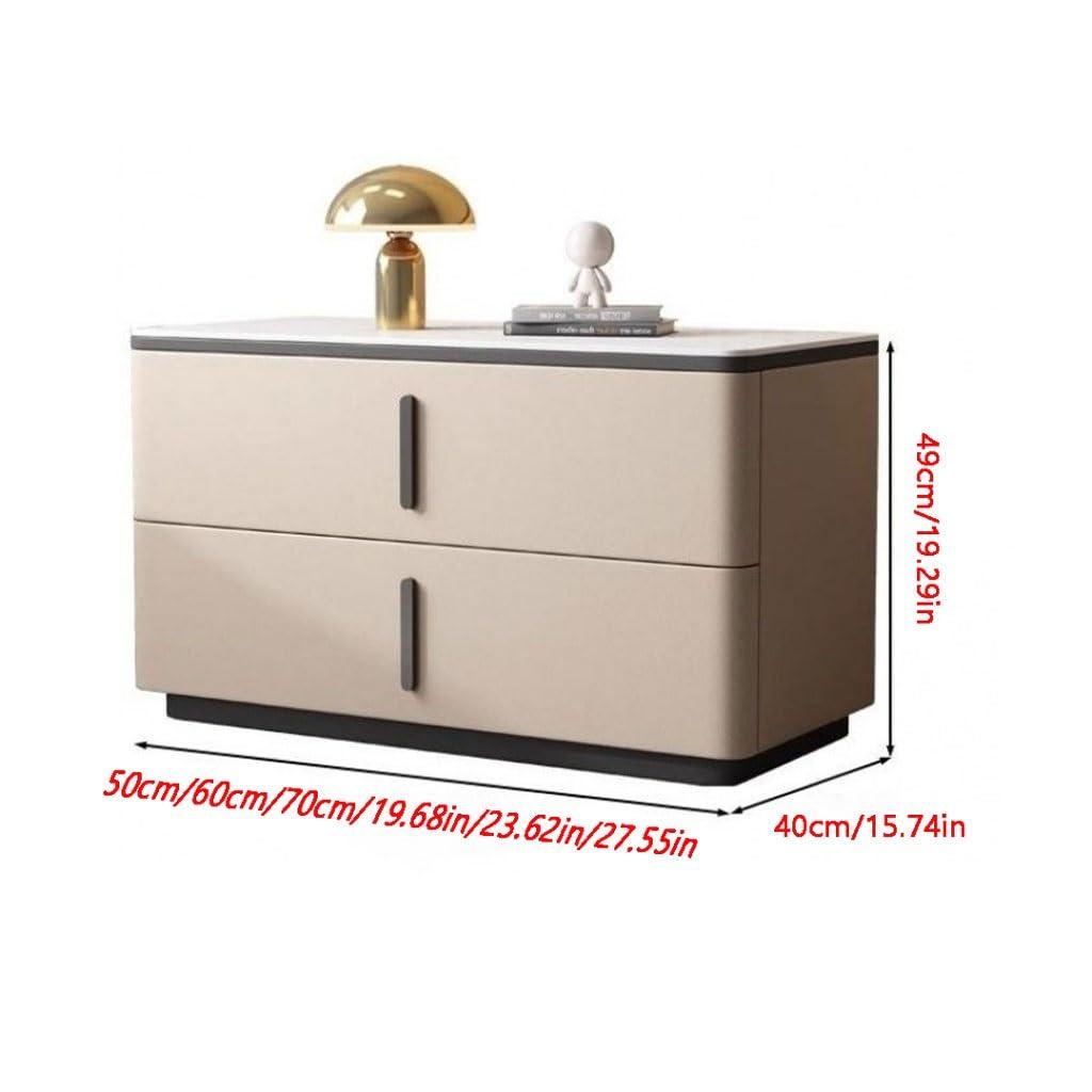 DIEYPOL DIEYPOL Night Stand Simple Modern Cream Style Minimalist Large Bedside Table Slate Bed Bedstand(3,70cm)