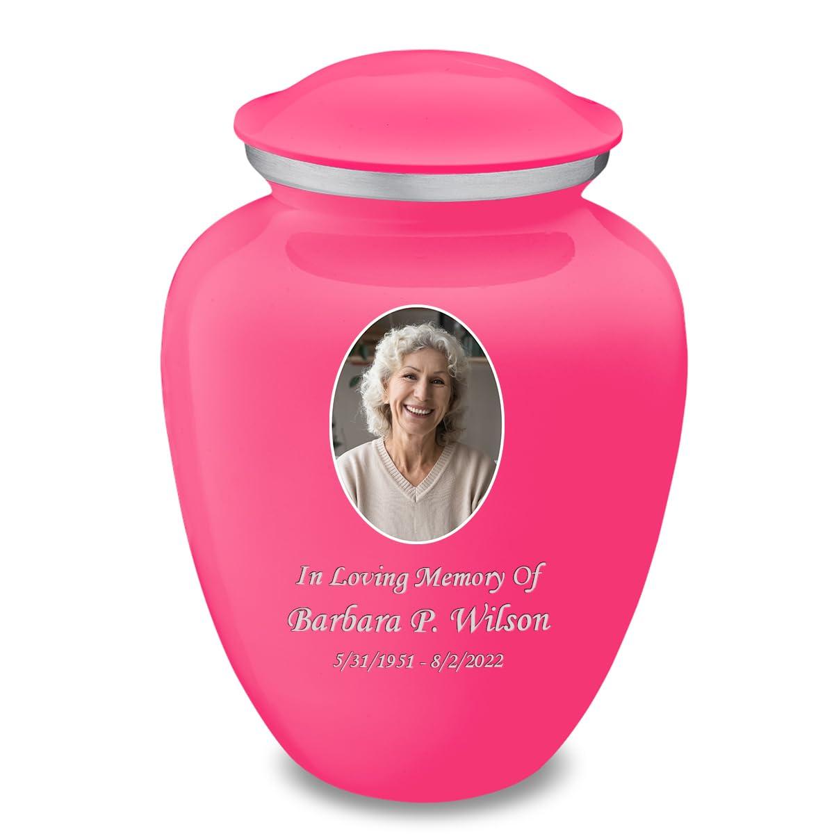 GetUrns Geturns Embrace Adult Personalized Picture Cremation Urns for Human Ashes I Large Photo Bright Pink Funeral Urn for Men and Women I 200 lbs