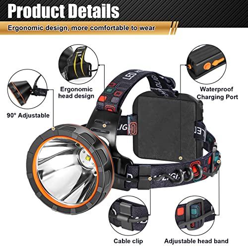 Hunting friends Hunting friends Superbright Headlight Rechargeable Separation Style LED Headlamp High Power Head Lamp Waterproof Headlight Coon Hunting Lights for Outdoor Hiking Fishing Hunting (Yellow Light)