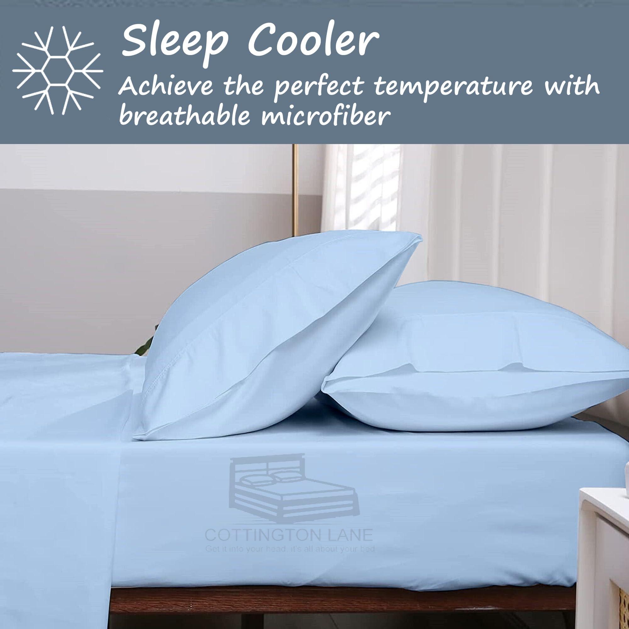 Cottington Lane Split King Sheet Set For Adjustable Bed-Hotel Luxury 1800 Bedding Sheets & Pillowcases-5 Piece Split Sheet Set-Split King Sheets-Twin Xl Split King Sheet Sets-Easy Care-5 Piece(Split King, Light Blue)