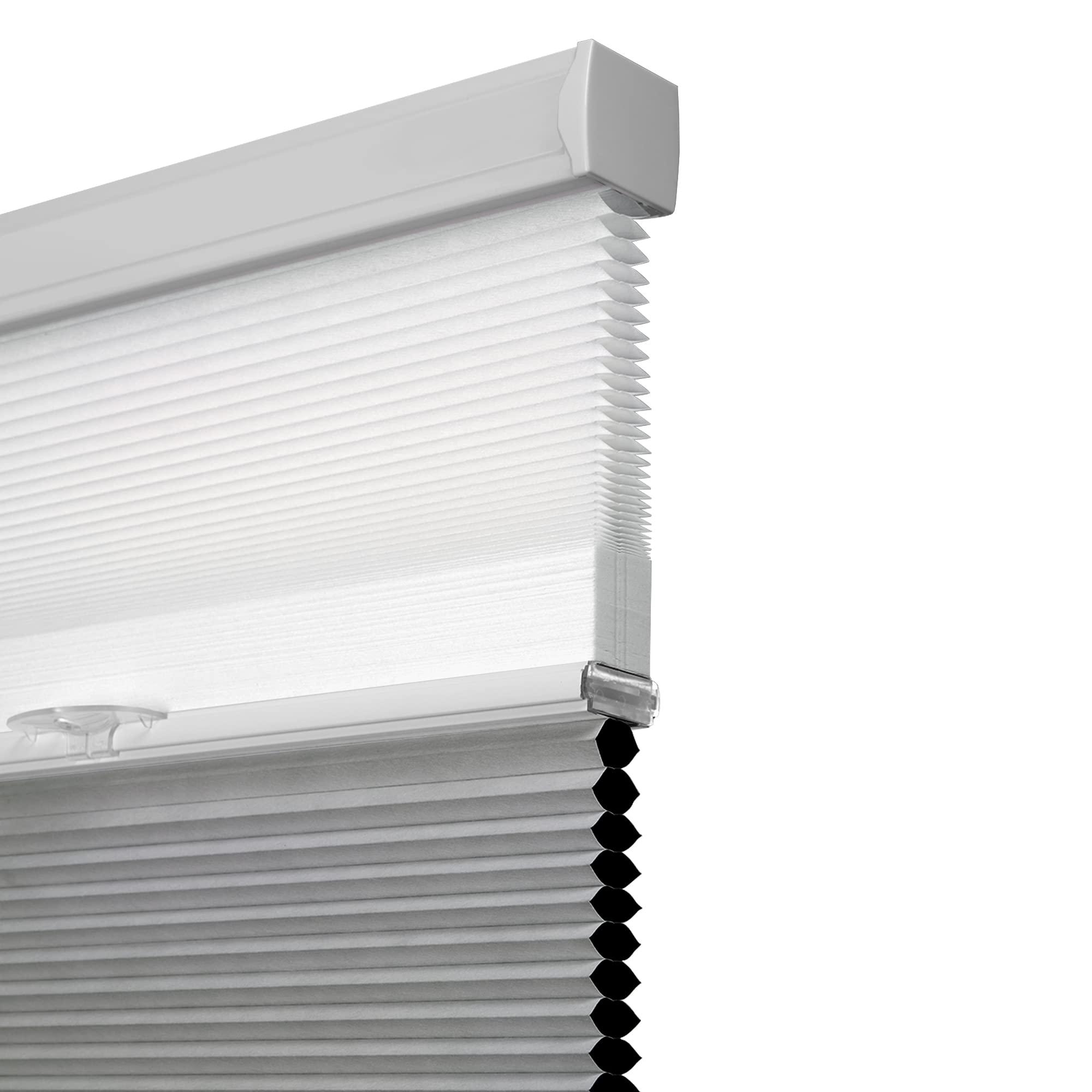 HOTSOON Day Night Cellular Shades Blackout Light Filtering Cellular Blinds Cordless 2 Shades in 1 Honeycomb Blinds for Windows, Light Gray, 44" W x 48" H