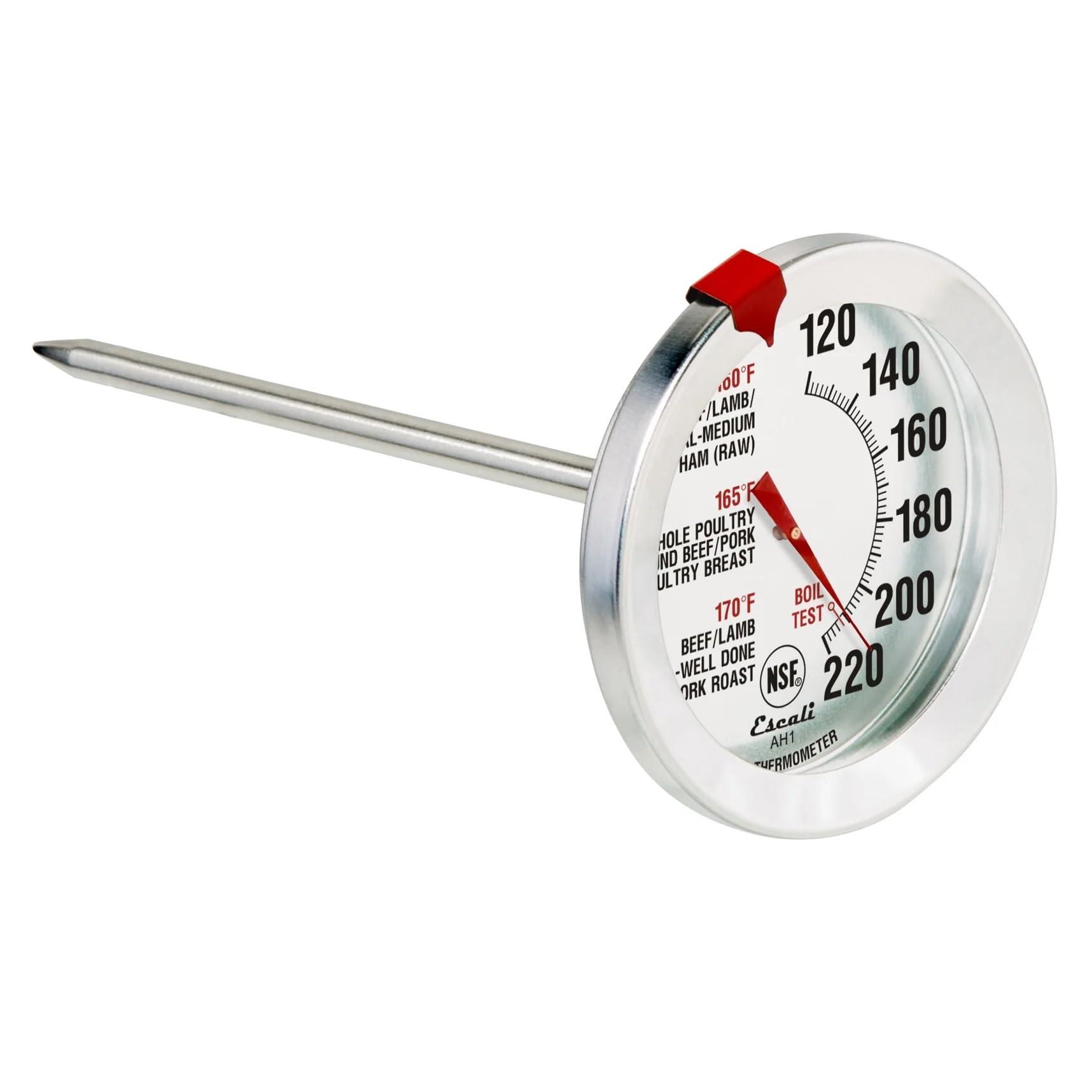 Escali Escali AH1 Stainless Steel Oven Safe Meat Thermometer, Extra Large 2.5-inches Dial, Temperature Labeled for Beef, Poultry, Pork, and Veal Silver NSF Certified