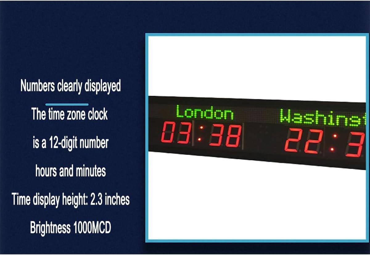 Kadxyan Kadxyan Time Zone Clocks for The Wall, World Clock Multiple Time Zones, 3 Time Zone Clocks, WiFi Connection, City Can Be Changed, Suitable for Multinational Hotels, Airports, Entertainment Venues