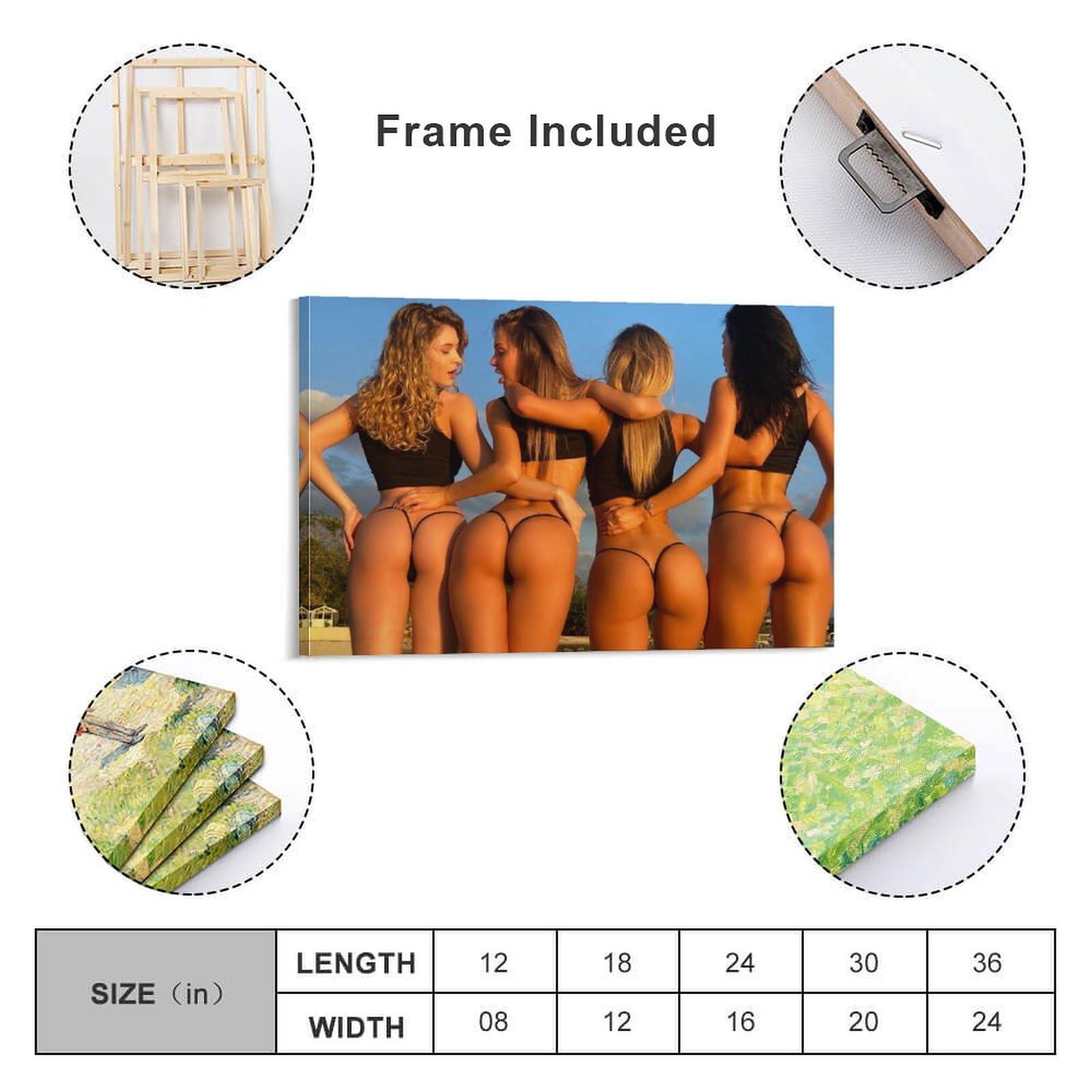 AOMEIKE AOMEIKE Sexy Bikini Girl Hot Woman Big Ass Room Aesthetic Poster Print Art Wall Painting Canvas Posters Gifts Modern Bedroom Decor 16x24inch(40x60cm), Frame-style