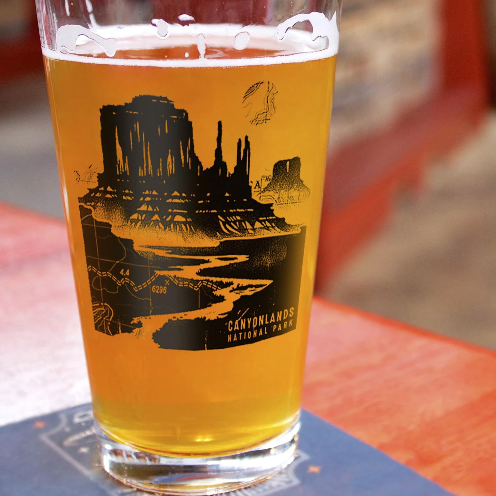 Black Lantern Black Lantern Themed Pint Glasses National Park Designs for Craft Beer Enthusiasts and Home Bars - (Set of Two 16oz. Glasses) Unique Everyday Drinking Glasses & Glassware Set of 2 (Canyonlands)