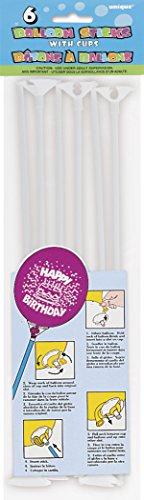 Unique Unique Balloon Sticks & Cups-12 6 Pcs, One Size, White