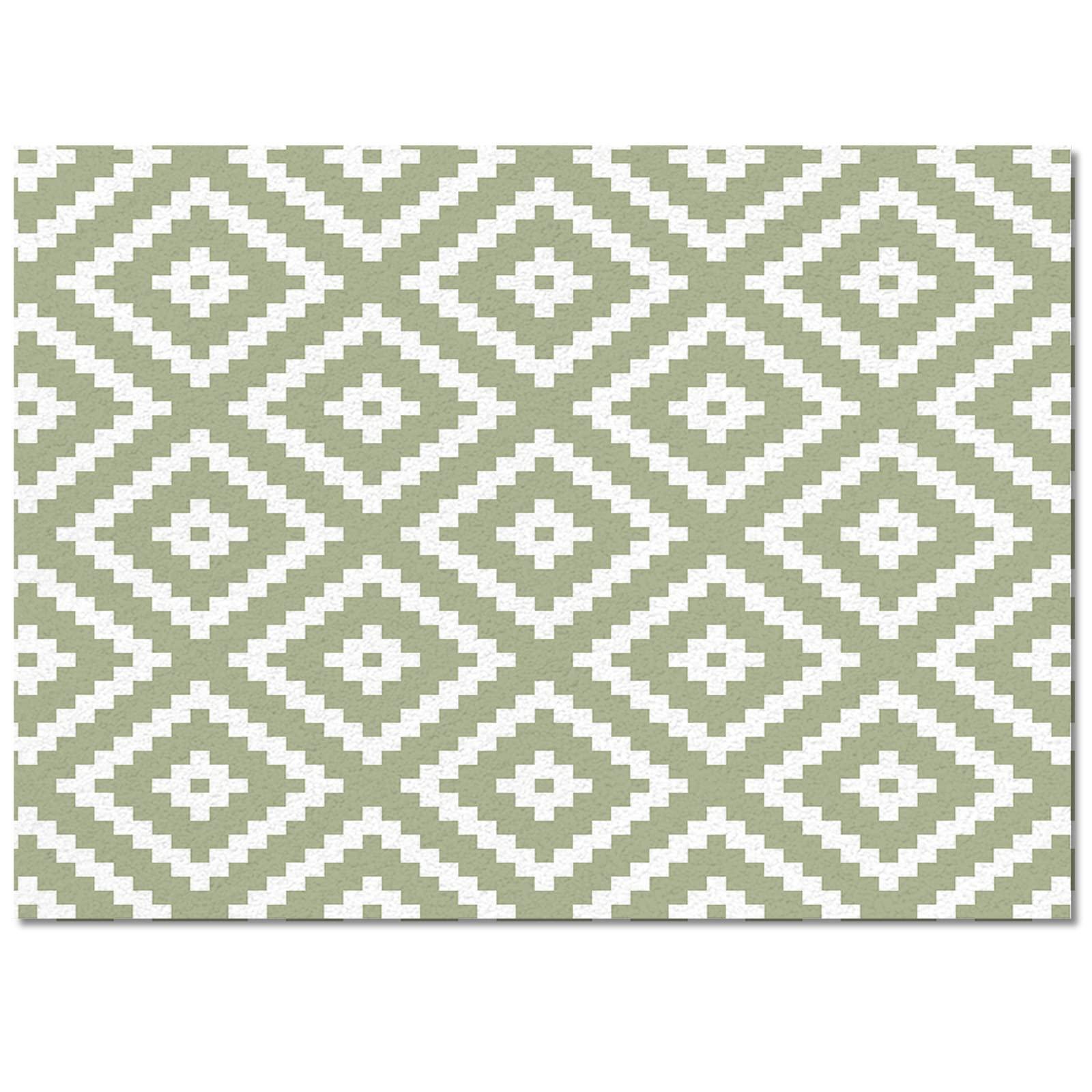 Debedcor Sage Green Geometric Area Rug for Living Room, Rectangular Indoor Carpet - 2'7" x 5', White Block Modern Abstract Art Non-Skid Bathroom Mat Kitchen Runner Rugs for Bedroom