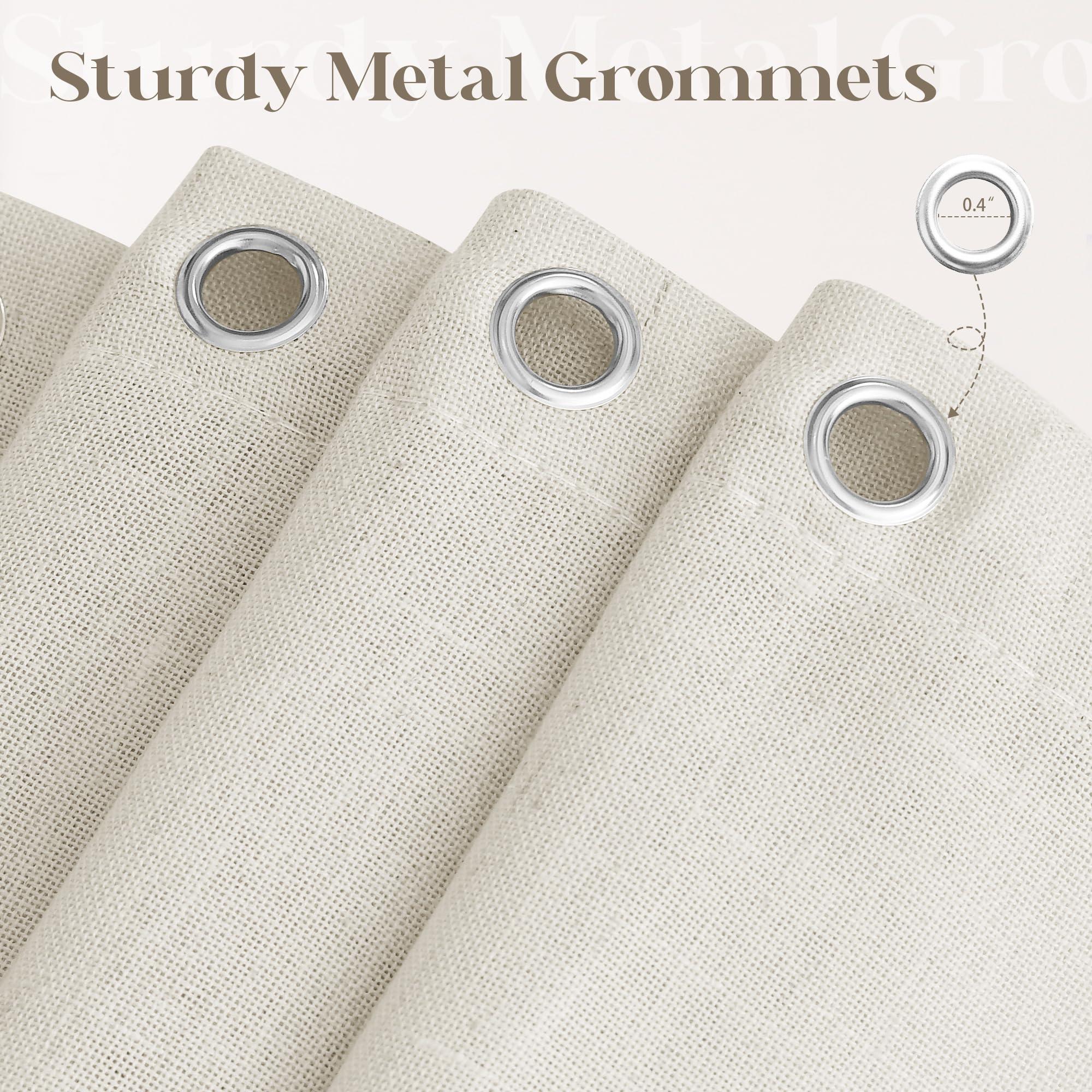 DUKIYO Extra Long Linen Shower Curtain 84 Inch Long Neutral Greige Tan Bath Shower Curtain Set with Hooks XLong Tall Country Farmhouse Boho Drapes for Bathroom, Greyish Beige, 72x84 Drapes