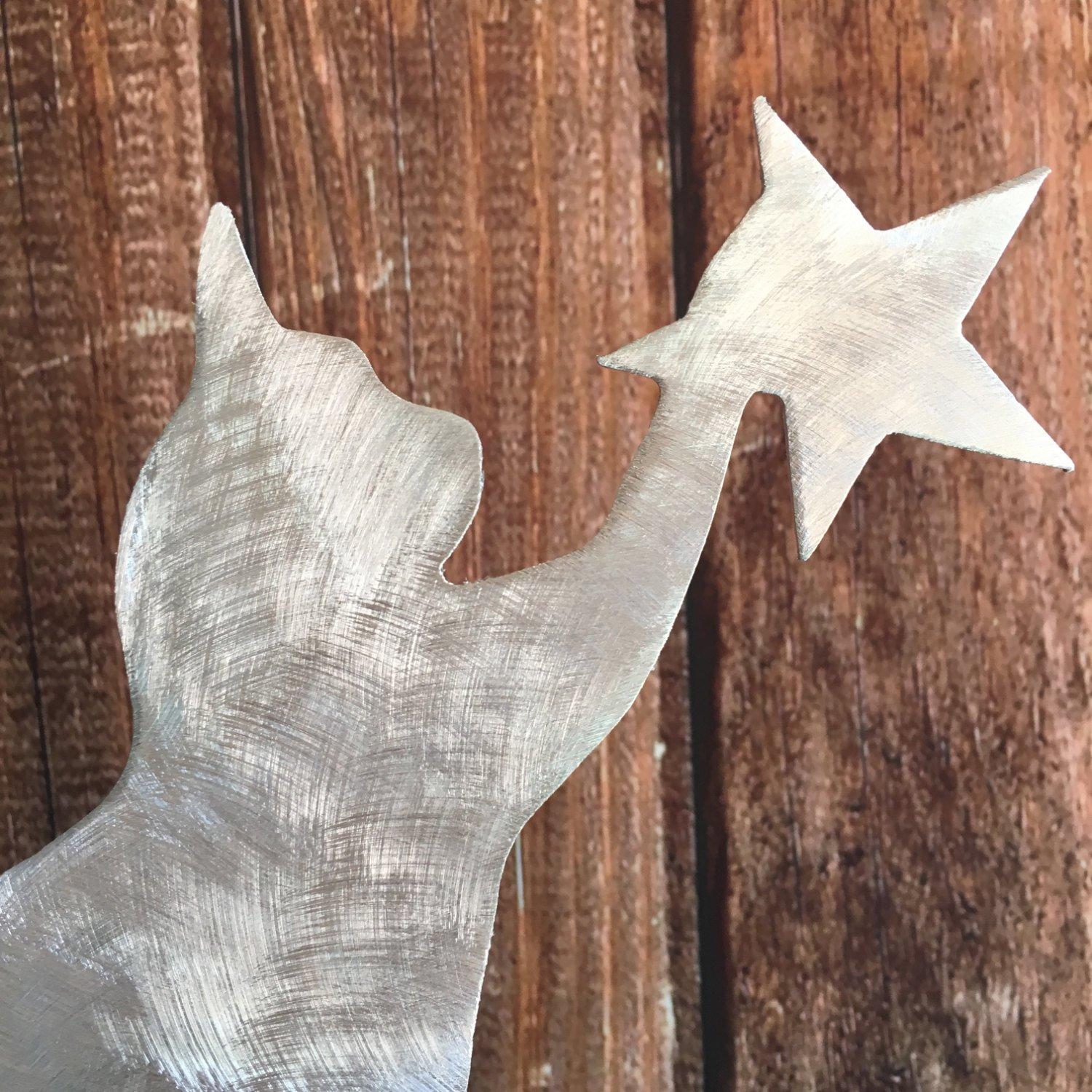 PT Hudson Alumi-Art Cat, Angel Star, Kitty Cat Christmas Tree Topper, Wreath Decoration, Holiday Decoration, metal, Silver, cat lover gift, lightweight