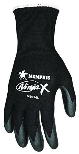 MCR Safety MCR Safety Ninja X N9674M Work Gloves, 15 Gauge Nylon/Lycra Shell, Bi-Polymer Coated Palm & Fingertips, Medium,Black