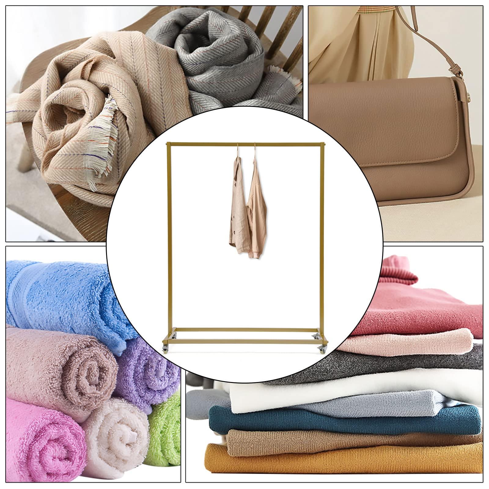 Fetcoi Fetcoi Clothes Rack with Wheels, Sturdy Steel Frame, Gold Garment Rack Clothing Racks for Hanging Clothes