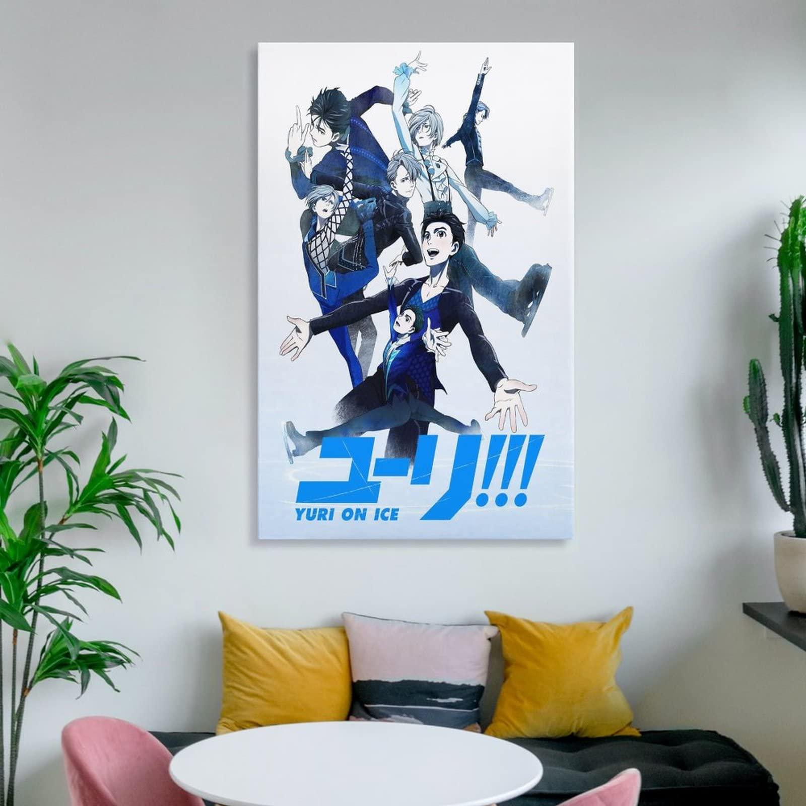 HOUNCPL Anime Posters Yuri On Ice Canvas Prints Yuri On Ice - Group Poster Wall Art Paintings Canvas Wall Decor Home Decor Living Room Decor Aesthetic 24x36inch(60x90cm) Frame