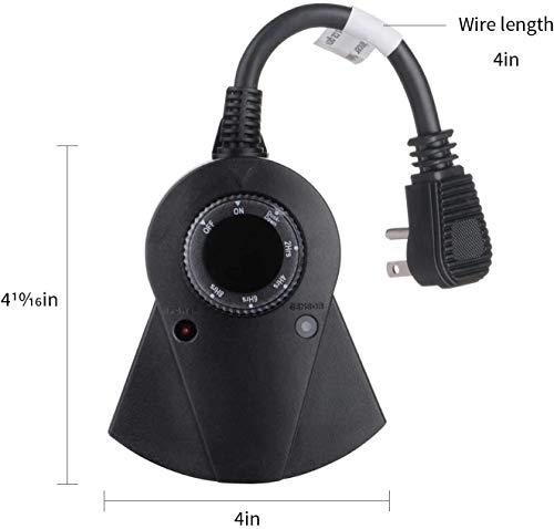 Brightown Outdoor Light Timer Waterproof, 24 Hours Plug in Timer with 2, 4, 6 or 8 Hours Countdown Mode, 3 Grounded Electrical Outlet for Outdoor Backyard Garden Patio Lights
