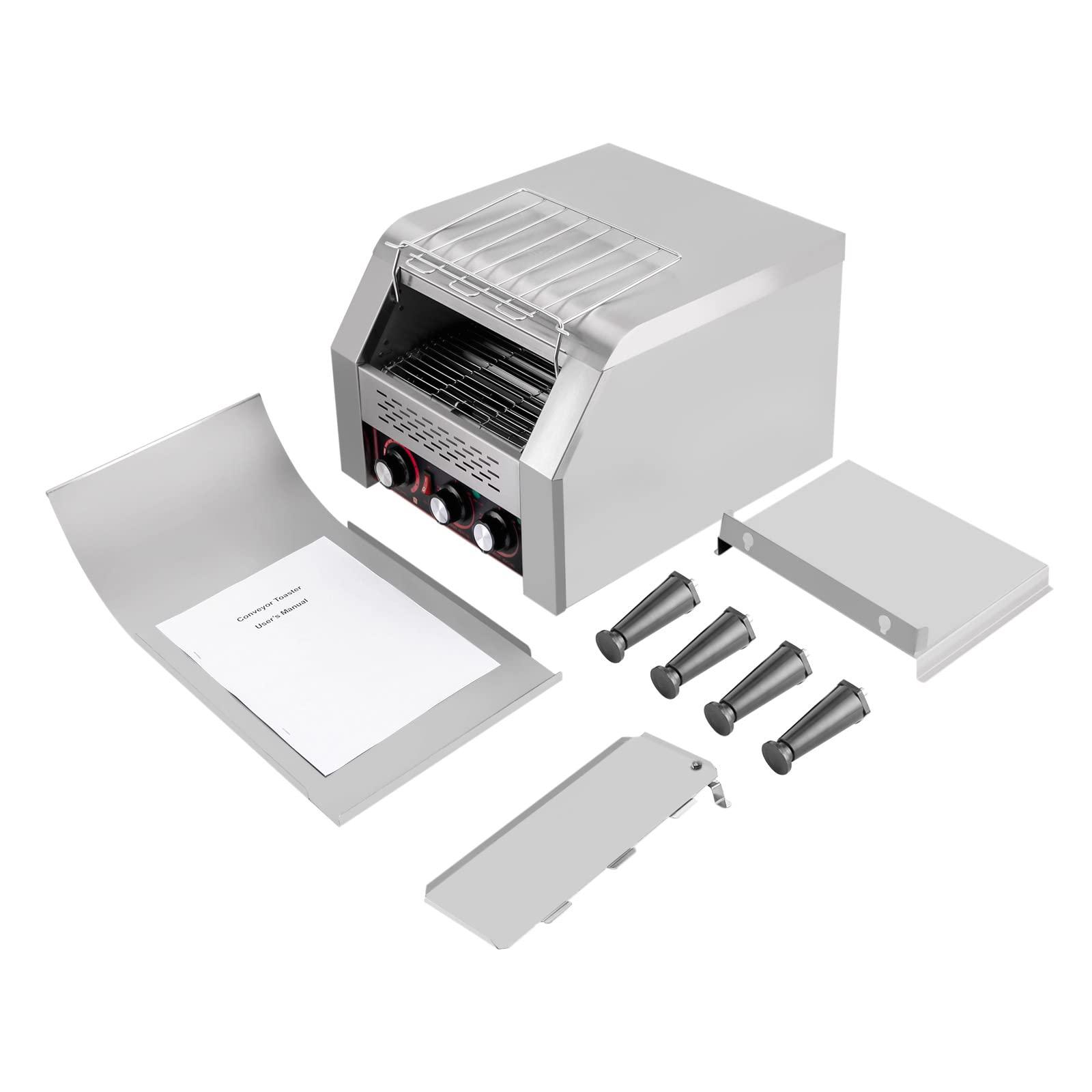 SHIOUCY 300 Slices/Hour Commercial Conveyor Toaster, 2200W Stainless Steel Heavy Duty Industrial Toasters, Countertop Electric Restaurant Equipment for Home Restaurants Bakery Use