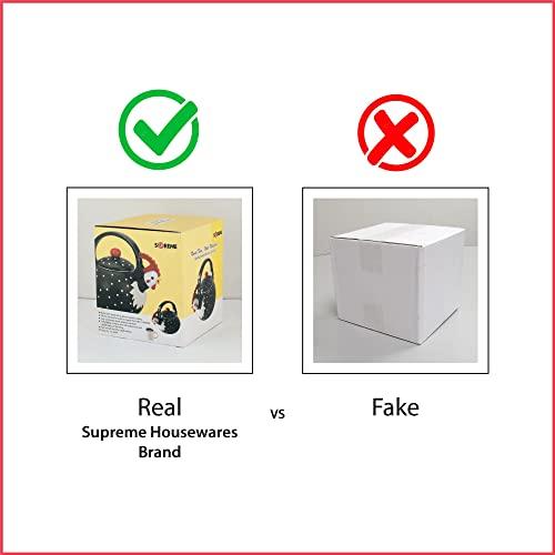 Supreme Housewares Whistling Tea Kettle for Stove Top Enamel on Steel Teakettle, Supreme Housewares Rooster Design Teapot Water Kettle Cute Kitchen Accessories Teteras (1.6 Quart, Rooster)