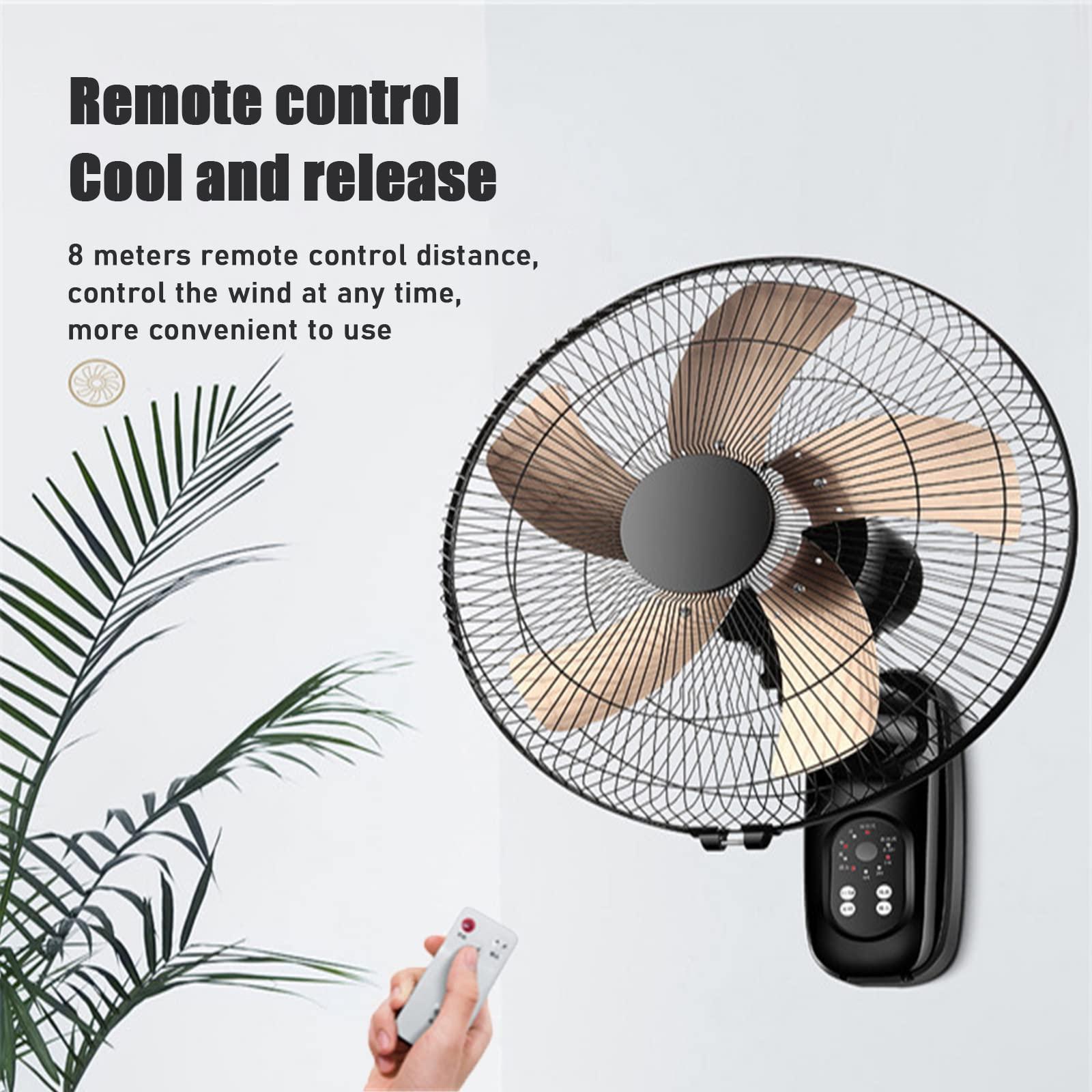 HomeLoft Basics Wall Mount Fan, 16 Inch 5 Blades 3 Speeds Wall-mounted Fans, High Velocity Oscillating Fan for Industrial, Commercial and Residential Use