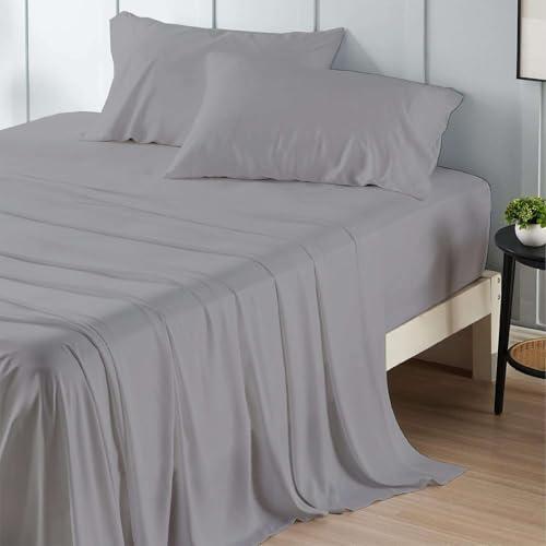 NON Sticky cotton Short Queen Sheets for Rv Camper 100% Cotton Rv Sheets Short Queen Sheets Camper Sheets Rv Queen Sheets Short Queen Sheet Set for Rv Camper Short Queen Sheets for Rv Mattress Light Grey Solid