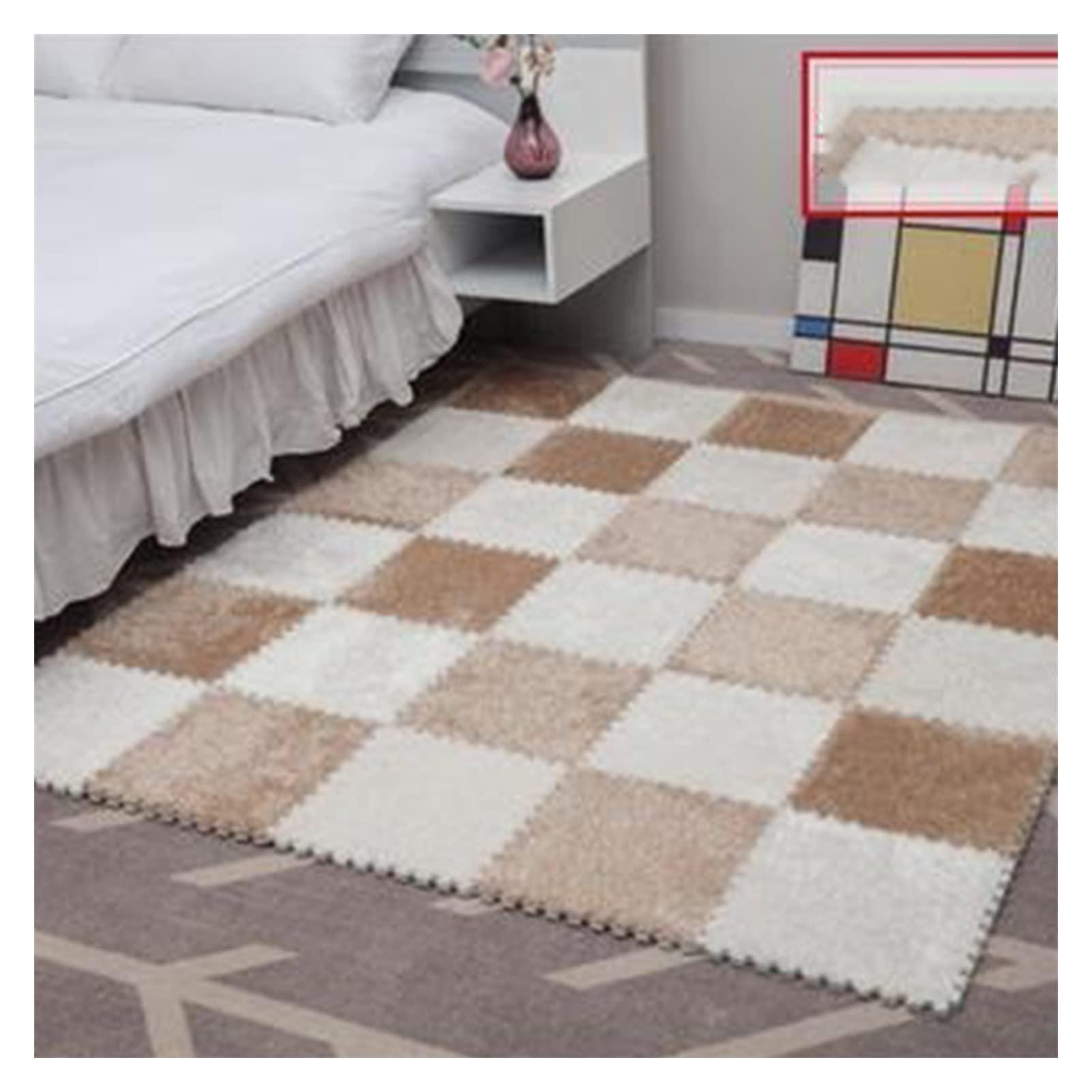 LOWLIU Family Carpet Stitched Carpet Foam Mats Fluffy Carpet Tiles Plush Area Rug Interlocking Floor Tiles Playmat Puzzle Floor Mat 10pcs Living Room Carpet (Color : 10 pcs Pink, Size : 30 x 30cm)