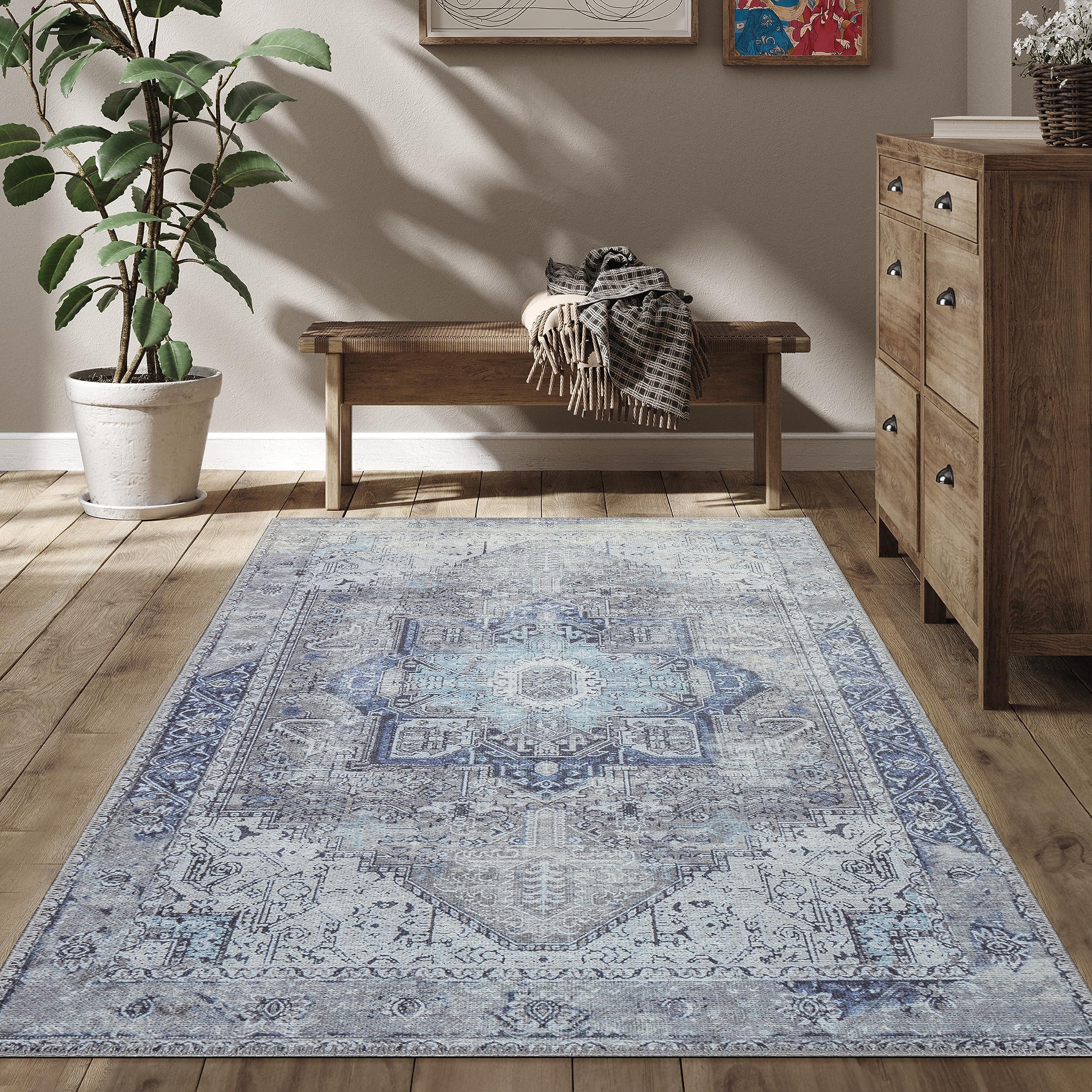 RugOver RugOver Machine Washable Area Rug, Pet-Friendly and Non-Slip Indoor Carpet for Kitchen, Bathroom, Living Room, Home Floor Decoration(Seal/Space, 6'3" x 9'6")