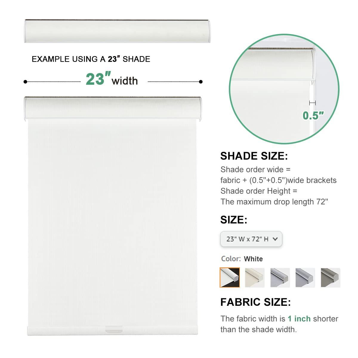 Tonature Tonature White Cordless 100% Blackout Roller Shades for Window Blinds with Valance, Free-Stop Thermal Insulated Roller Blinds for Windows Shades for Bedroom, Living Room,Home Office(39"W x 72"H,White)