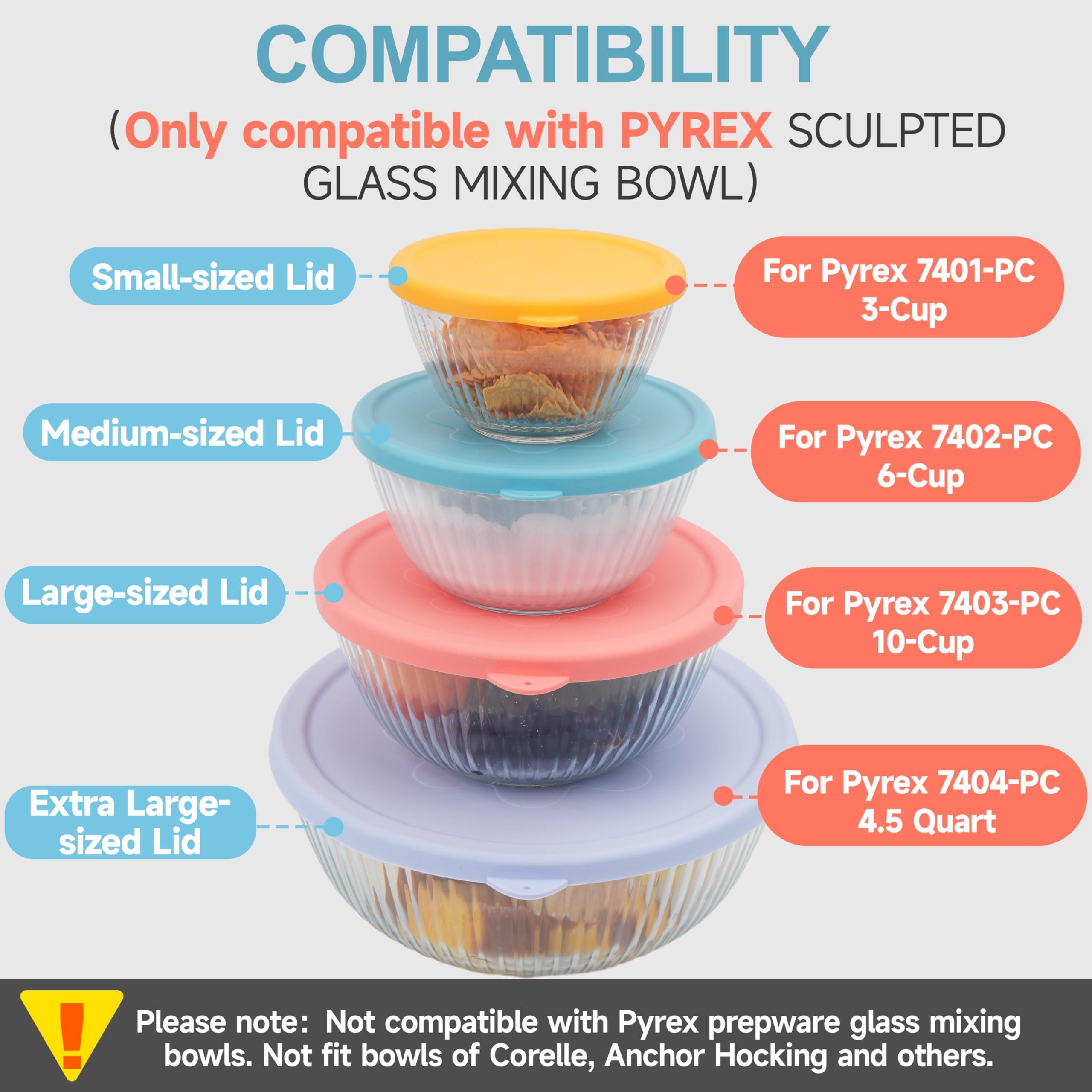 Purekra 1 Pack Silicone Replacement Lids Only Fit for Pyrex 7404-S 4.5 Quart Sculpted Clear & Sculpted Tinted Glass Mixing Bowls, Extra Large Size Silicone Covers, Dishwasher & Microwave Safe