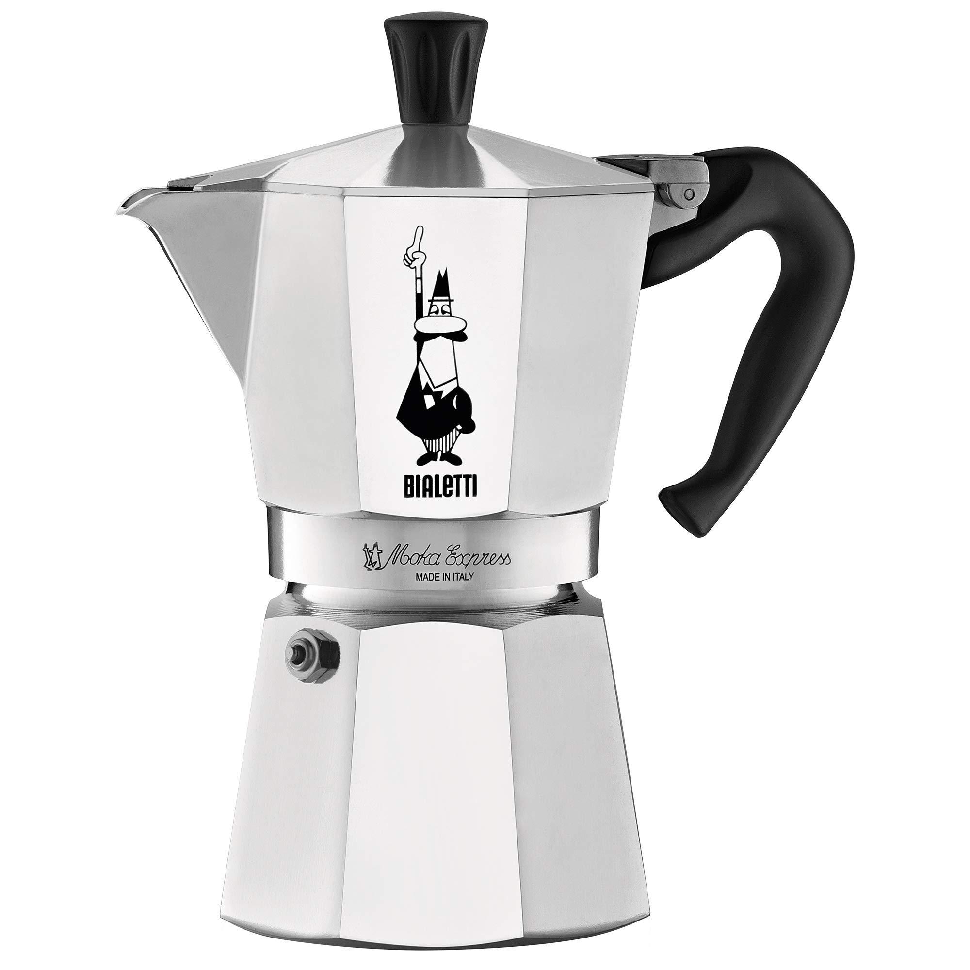 Bialetti Bialetti - Moka Espress: Iconic Stovetop Espresso Maker, Makes Real Italian Coffee, Moka Pot 6 Cups (6 Oz), Aluminium, Silver