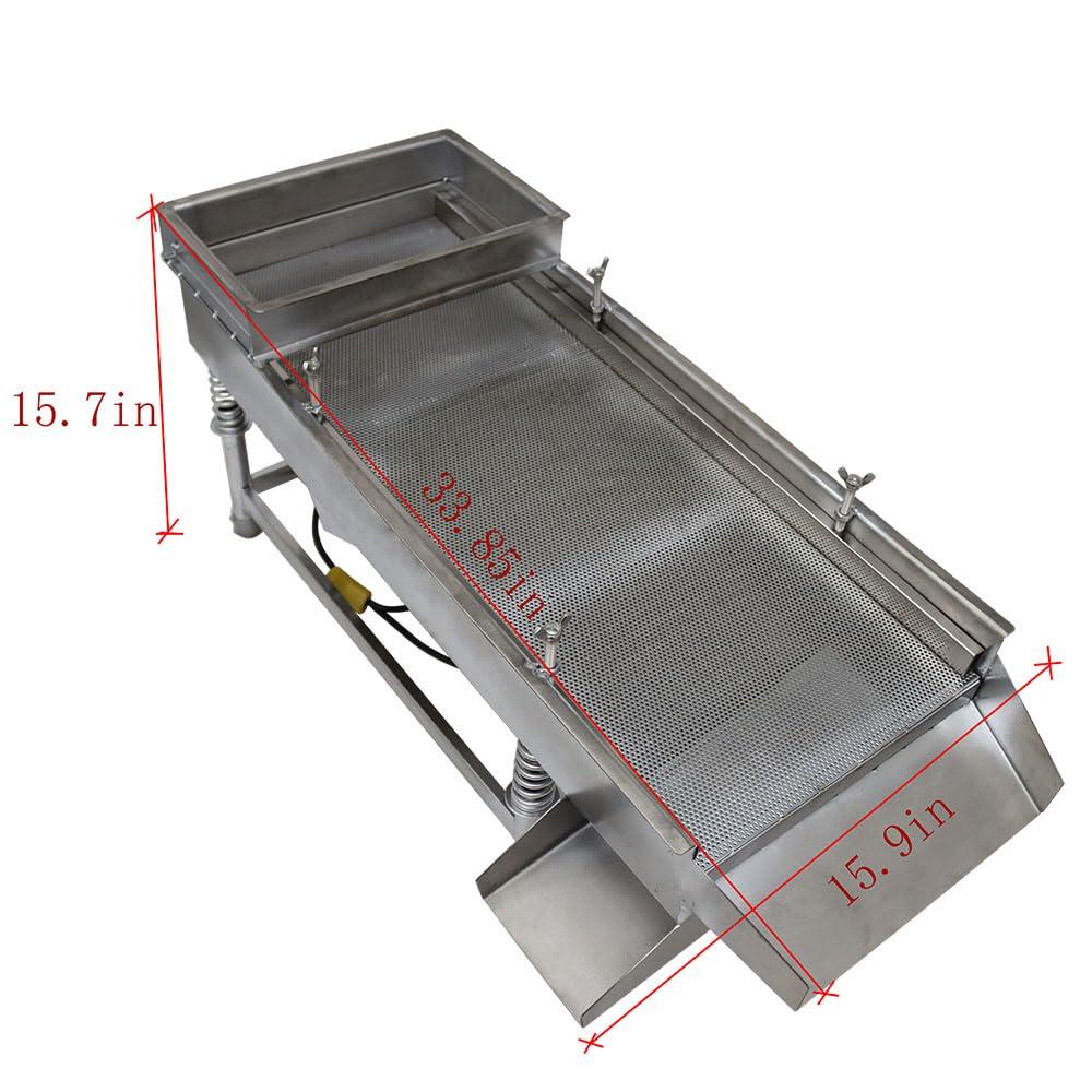 HayWHNKN HayWHNKN Electric Vibrating Sifter with 2mm Screen Straight Vibrating Sieve Shaker Stainless Steel Linear Sifter Machine Linear Shaker Single Motor 220v 80W