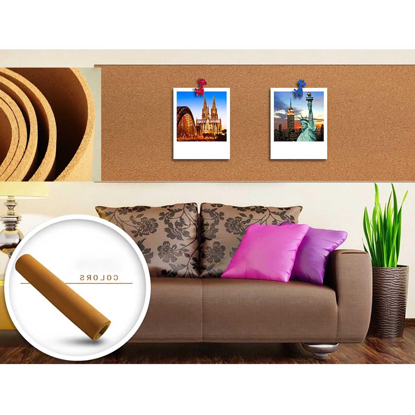 LYZLPHLL Cork Boards for Walls, Bulletin Board Sheet, Large Cork Board, Notice Boards for Home, Cork Rolls 1/3\" 1/4\" Thick, for DIY Supplies Home (Color : Thick 6mm, Size : 0.6mx1m(2ftx3.3ft))