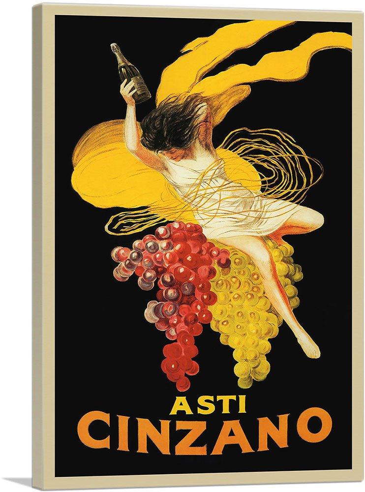 ARTCANVAS ARTCANVAS Asti Cinzano 1920 Canvas Art Print Stretched Framed Painting Picture Poster Giclee Wall Decor by Leonetto Cappiello - 40\" x 26\" (1.50\" Deep)