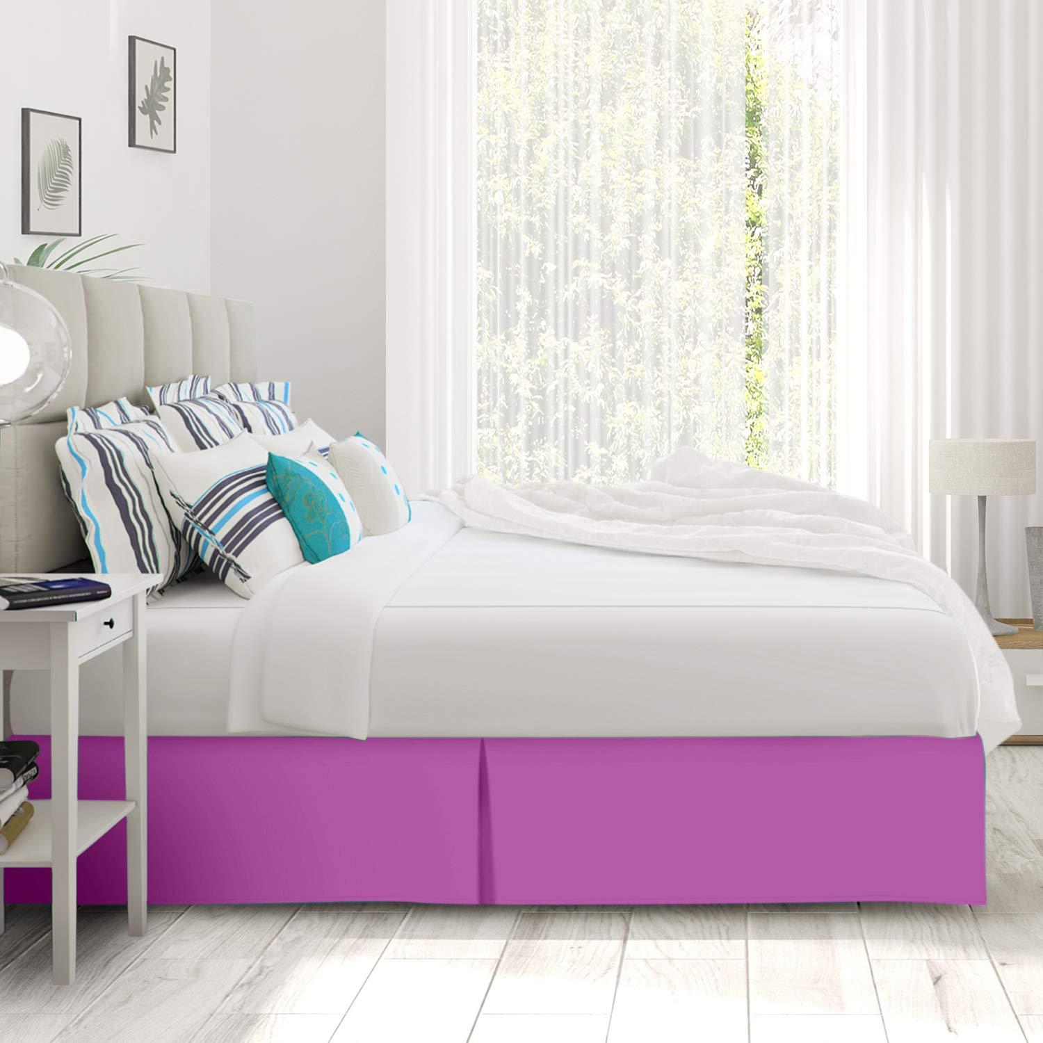 Glamour Bedding Super Soft Tailored Box Pleated Radiant Orchid Purple Bed Skirt 16'' Drop 39 x 80Inches Egyptian Cotton 800 TC Hotel Quality Split Corner Twin XL Bed Skirt Wrinkle & Fade Resistant Bed Cover Skirt