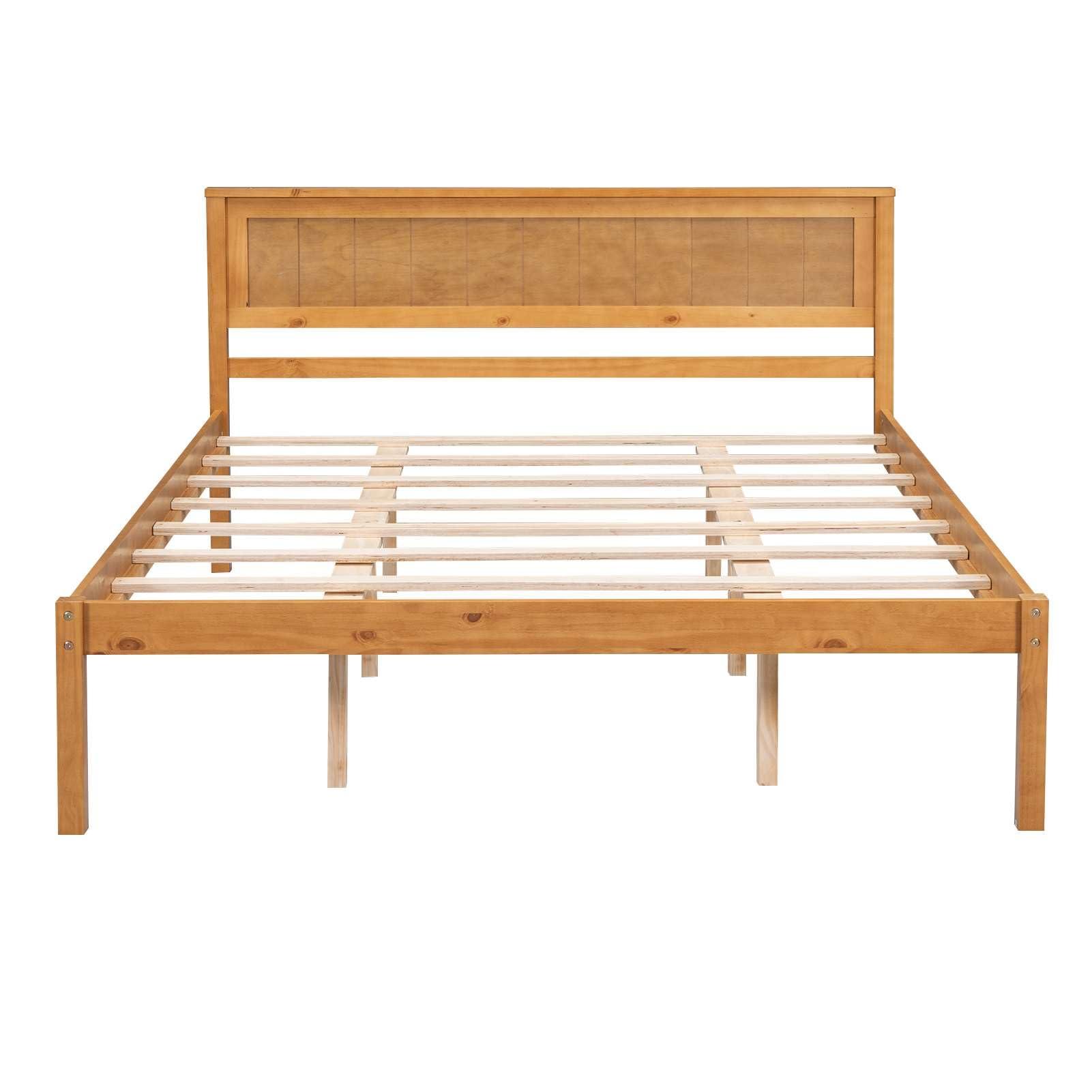 bedframe Modern Oak Queen Platform Bed Frame with Headboard, Wood Slat Support - No Box Spring Needed for Sleek and Sturdy Bedroom Furniture
