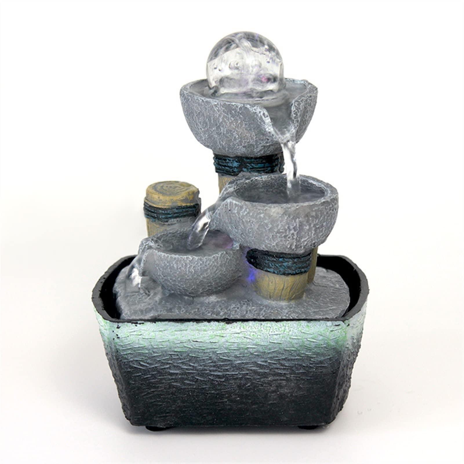 ELEVATING Tabletop Fountain Desktop Fountain Office Desk Decor Tabletop Fountain Water Pump Landscape Decoration Indoor 3-Layer Water Waterfall Fountain Water Fountain Indoor