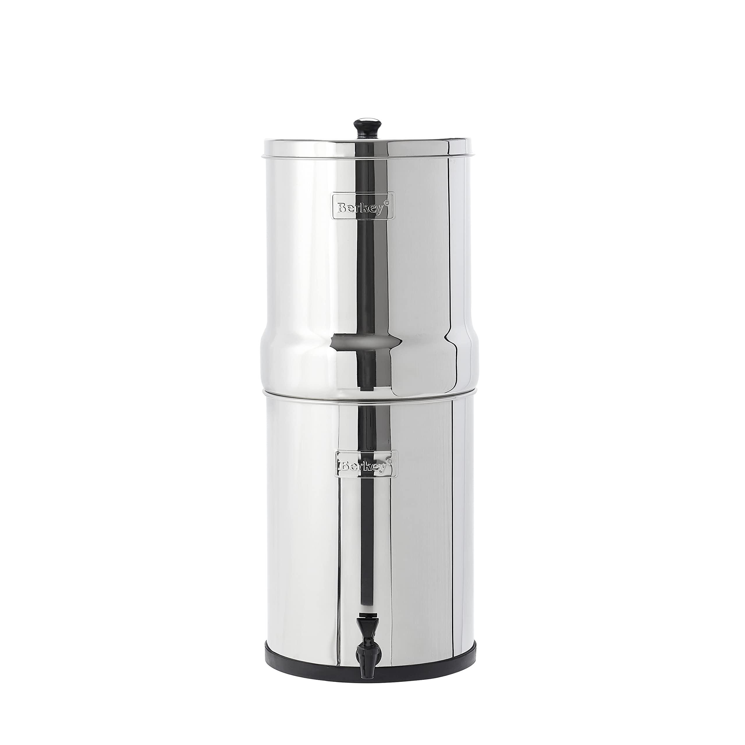 Berkey Imperial Berkey Gravity-Fed Stainless Steel Countertop Water Filter System 4.5 Gallon with 2 Authentic Black Berkey Elements BB9-2 Filters