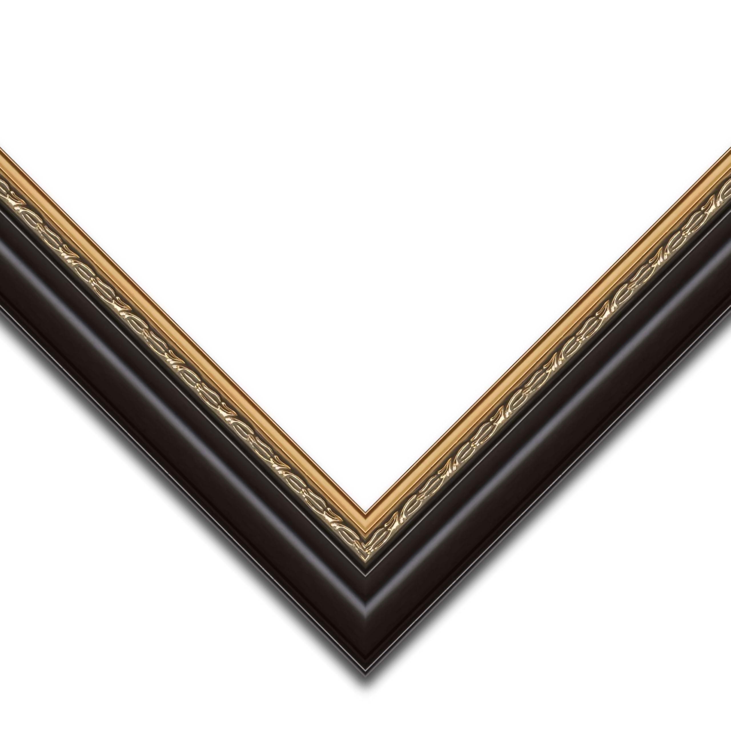 Poster Palooza Poster Palooza 13x9 Frame Black and Gold Ornate Solid Wood Picture Frame | 1.5 Inch Moulding Width | with UV Acrylic Plexiglass, Foam Board Backing & Hanging Hardware Included