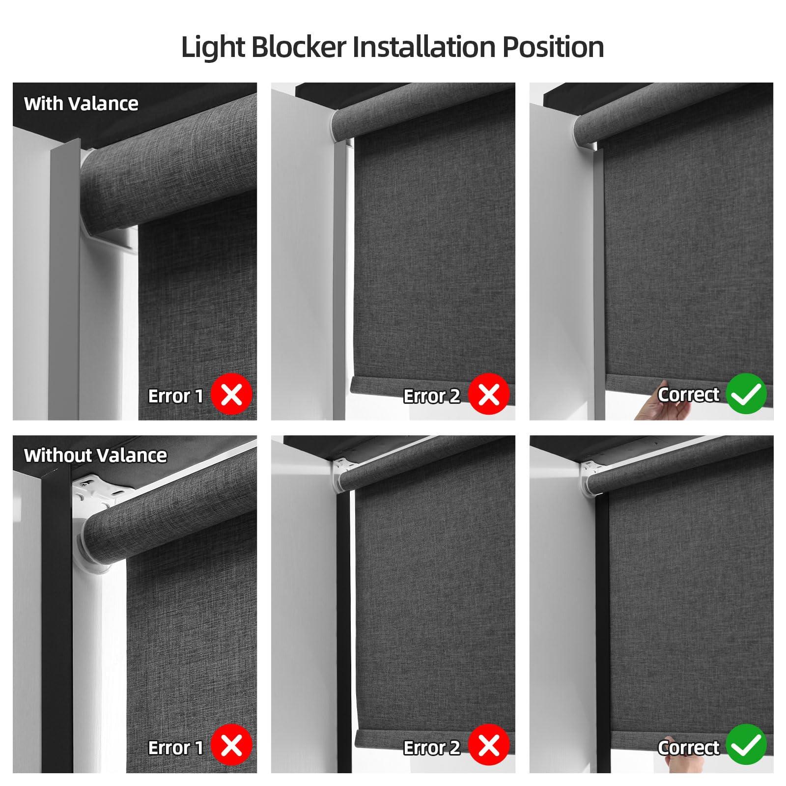 ZSTARR ZSTARR Blackout Light Blockers Side Tracks Custom PVC Light Blockers for Window Shades and Blinds Side Tracks for Blackout Shades Light Blocking Strips for Bedroom 2pcs