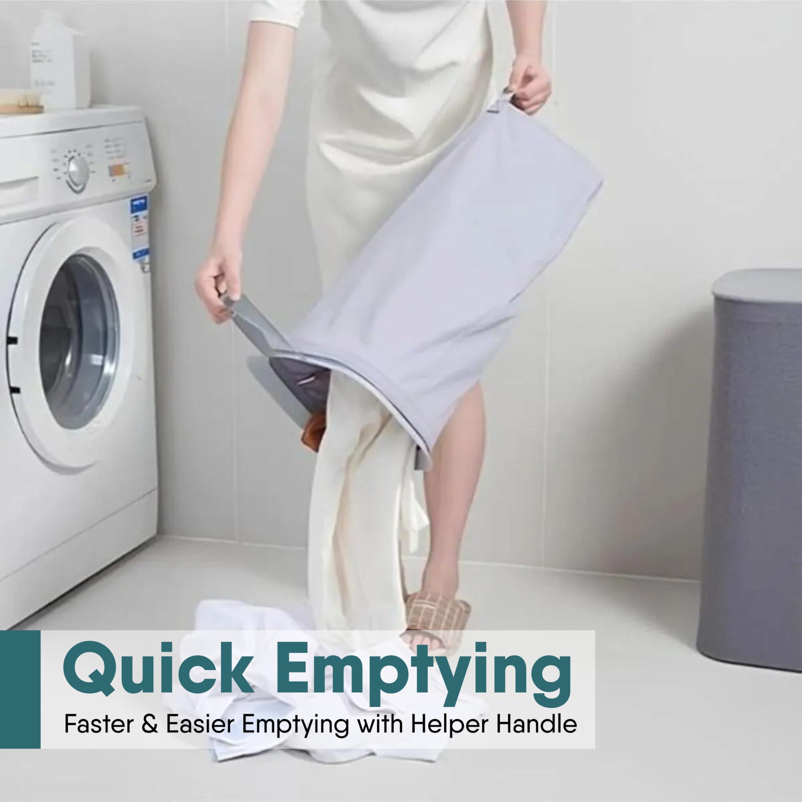 XABITAT XABITAT Dual Section 90l Laundry Basket with Lid Tall divided Double Laundry Hamper with 2 Removable Washable Bags, Large Laundry Sorter for Easy Clothes Separation