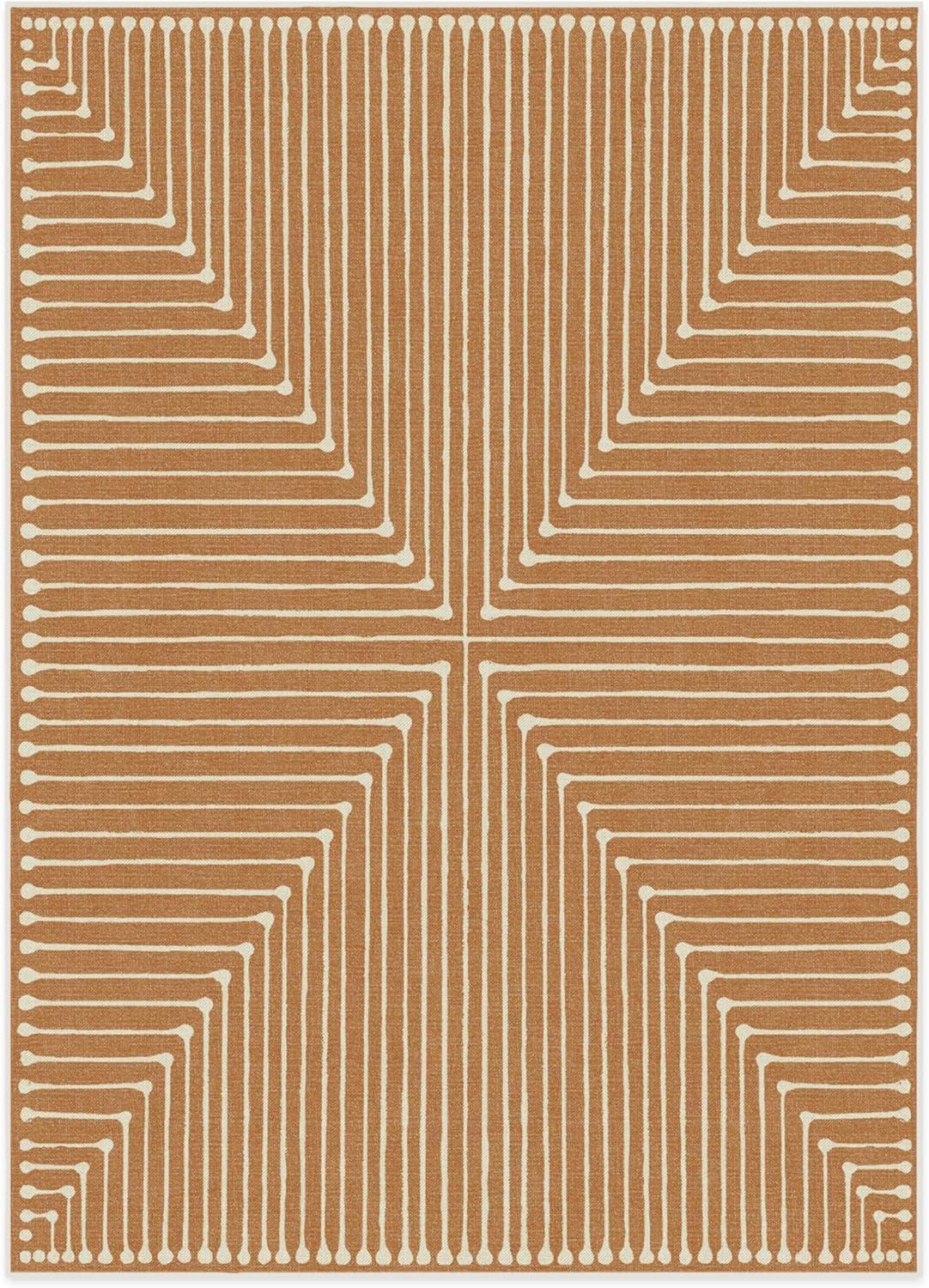RUGGABLE RUGGABLE x Jonathan Adler Washable 9x12 Large Area Rug, Inkdrop Copper, Premium Modern Rugs for Living Room, Bedroom, Kitchen, Office, Classroom with Gripper Non Slip Pad
